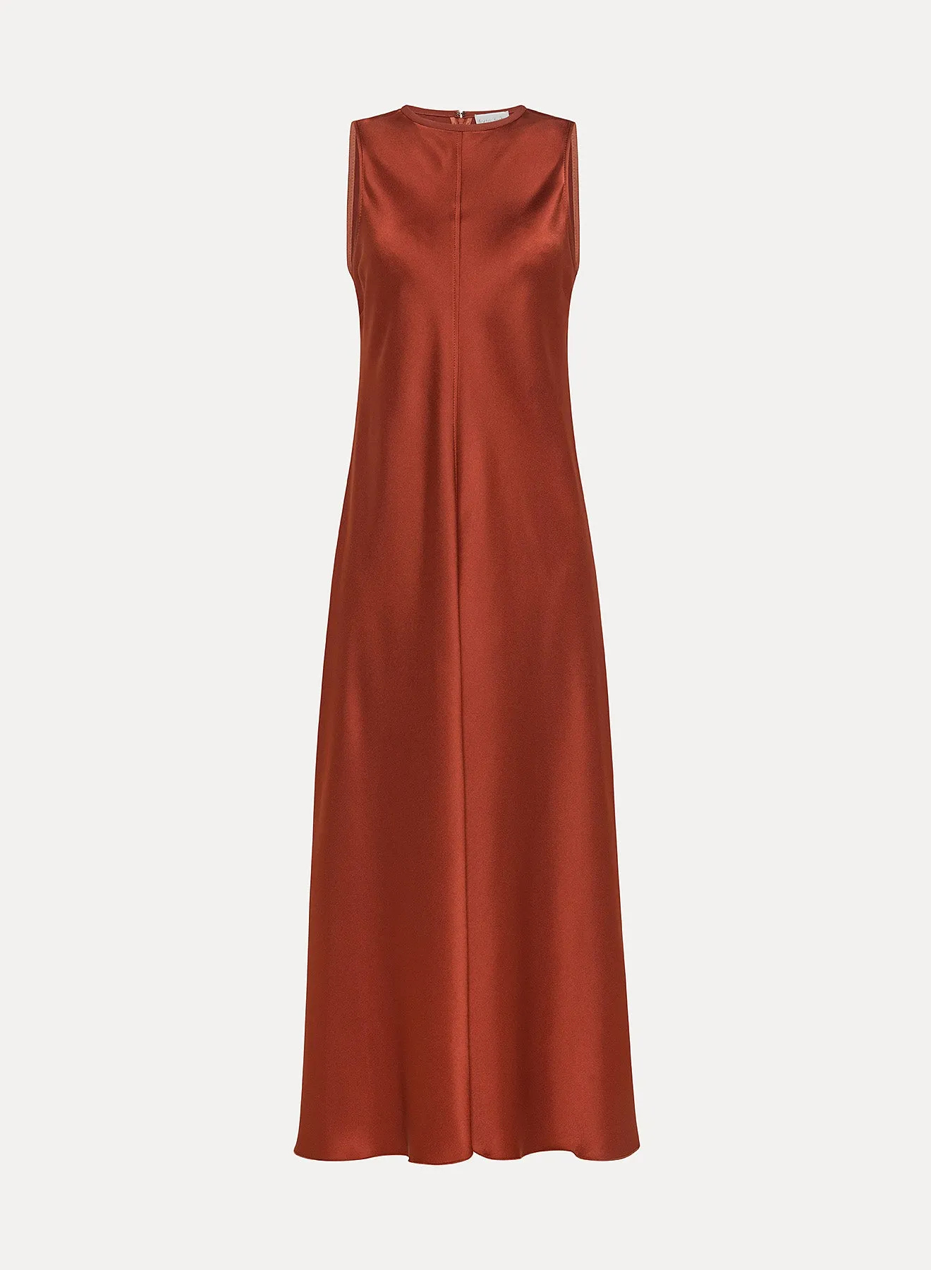 13566_My Dress - Round Neck Satin Dress - Terre