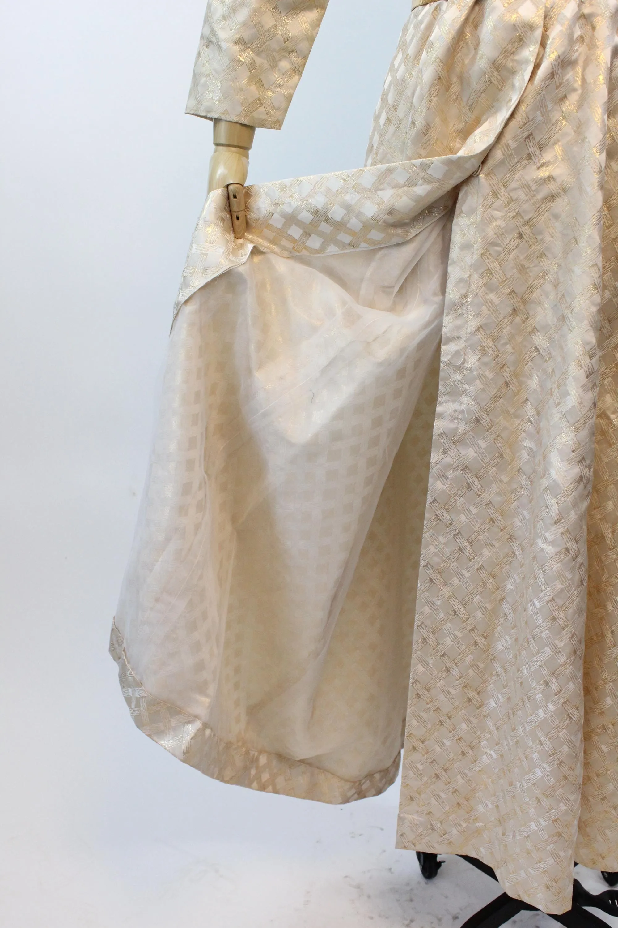 1960s I MAGNIN GOLD metallic MINK gown dress robe | new fall winter