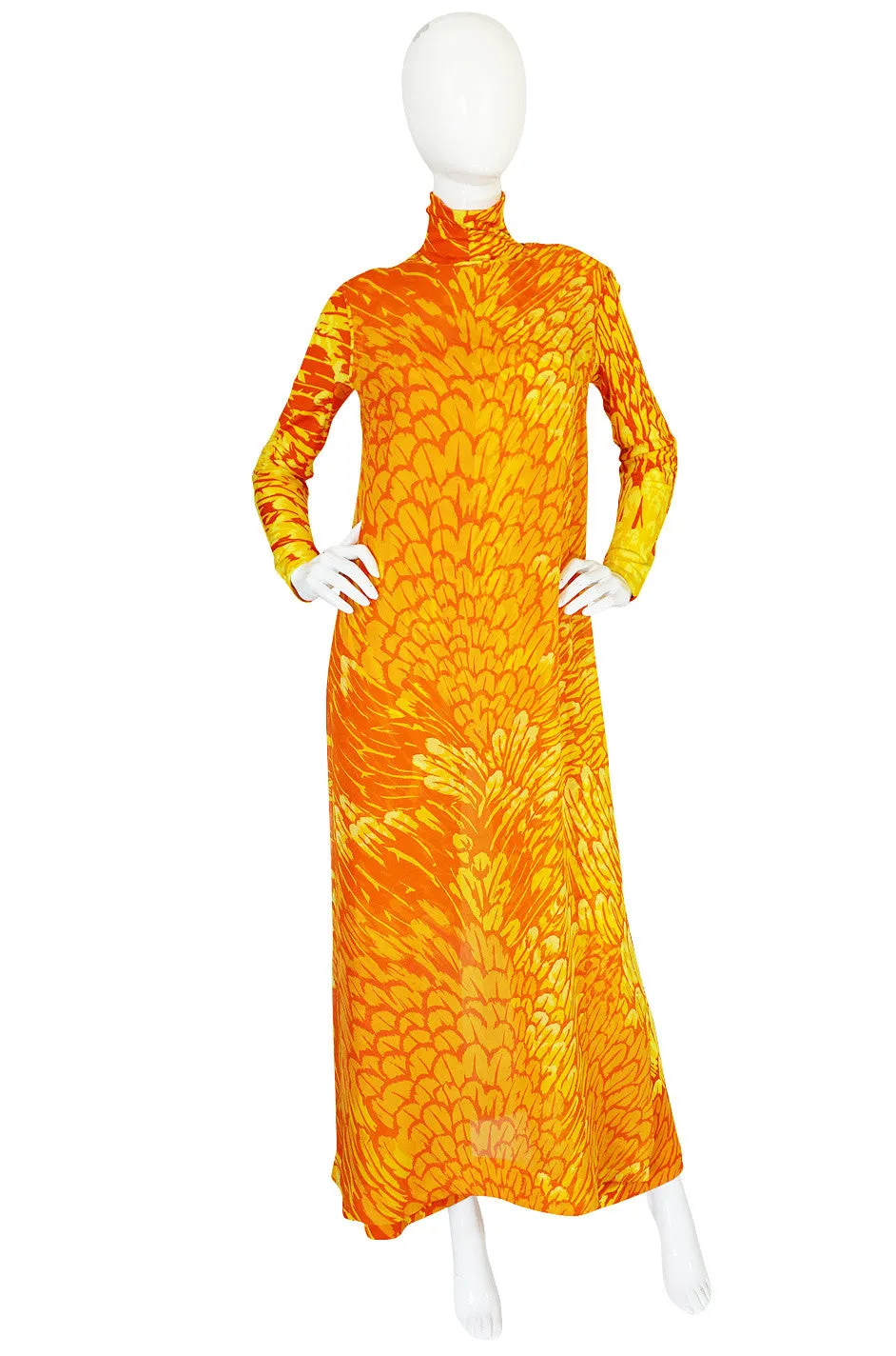 1970s La Mendola Silk Jersey Jumpsuit & Silk Chiffon Overlay