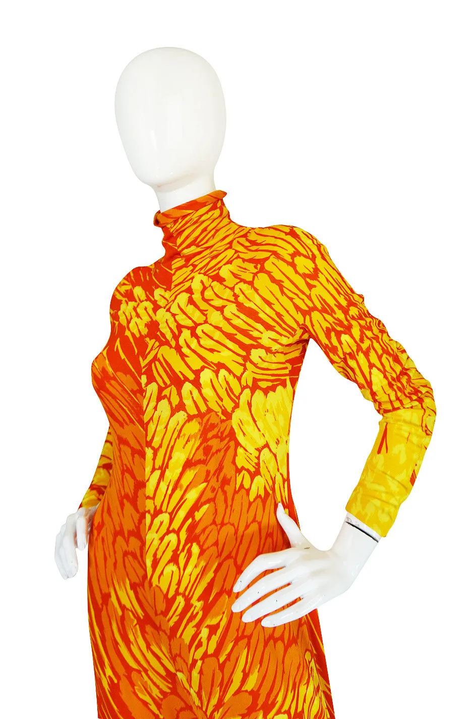 1970s La Mendola Silk Jersey Jumpsuit & Silk Chiffon Overlay