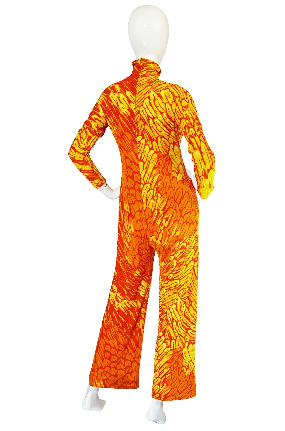 1970s La Mendola Silk Jersey Jumpsuit & Silk Chiffon Overlay