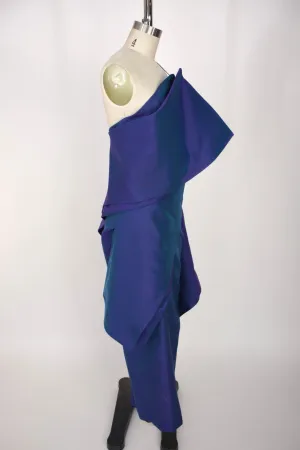 1980s Shamask Sharkskin Origami Gown