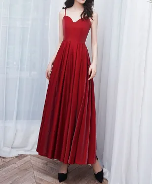 A-Line Burgundy Long Prom Dresses, Burgundy Formal Graduation Dresses