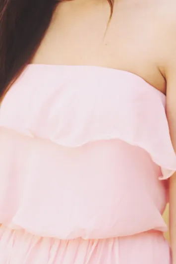 A-line Strapless Floor Length Chiffon Front Slit Prom Dress