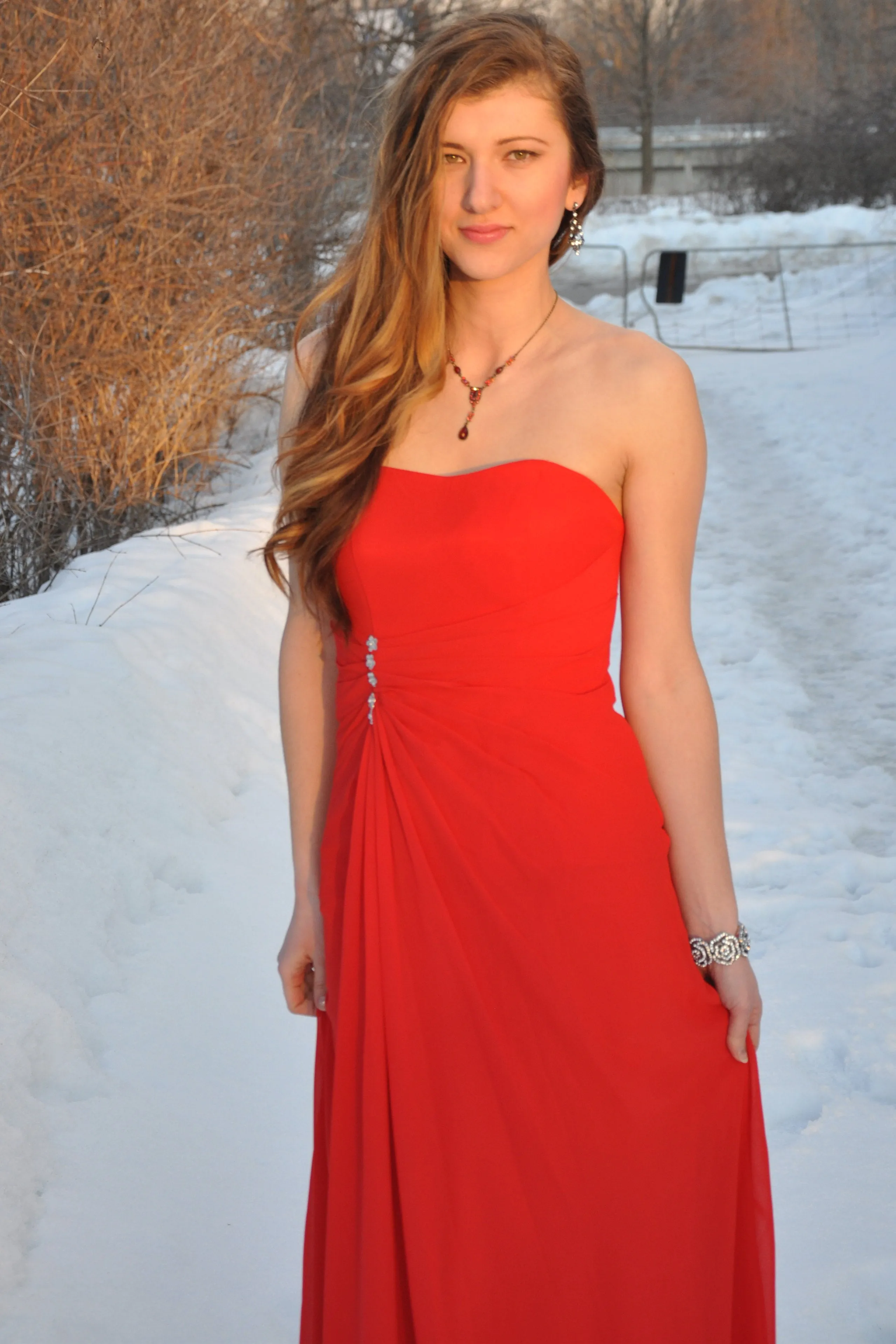 A-line Sweetheart Floor Length Chapel Chiffon Beaded Prom Dress