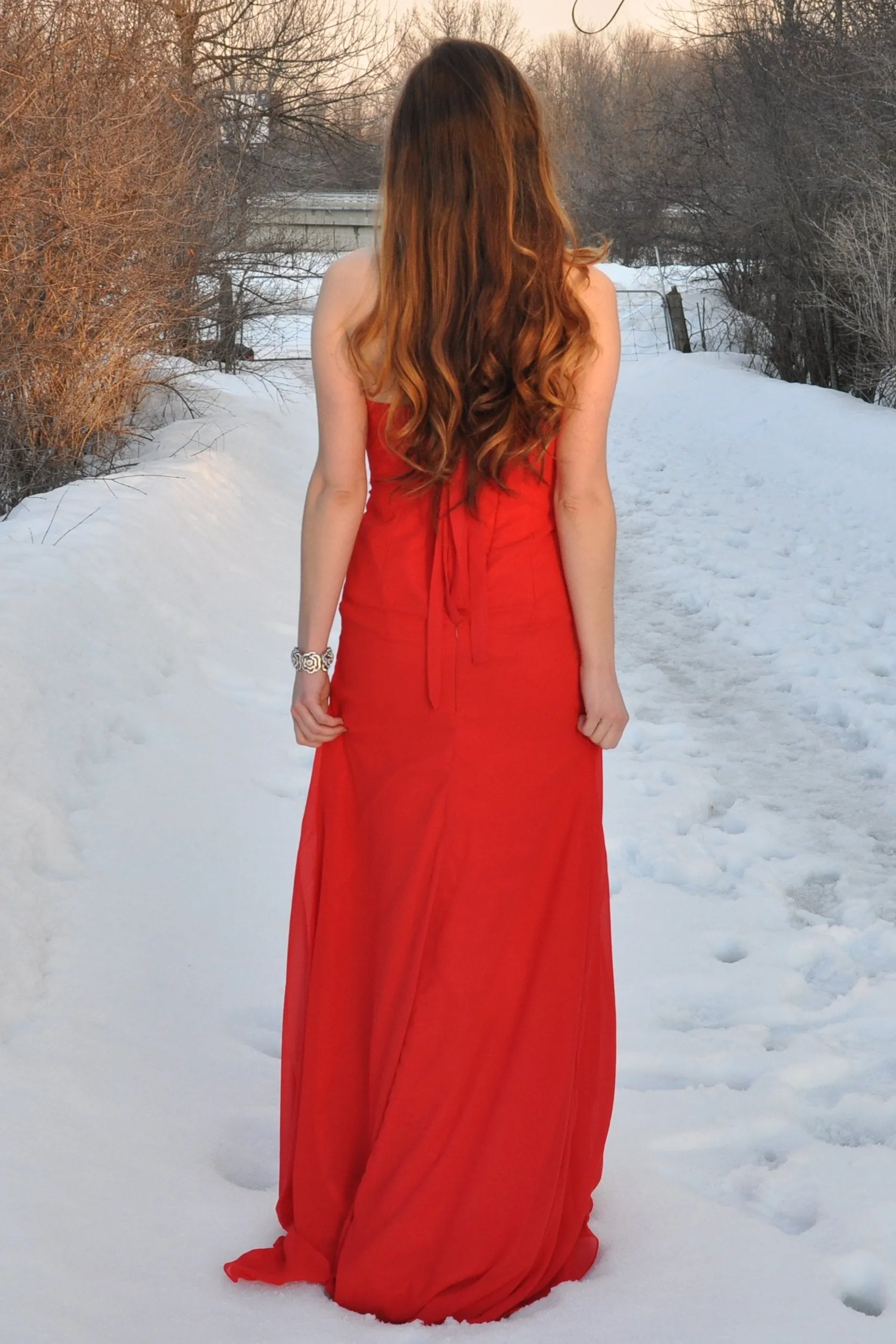 A-line Sweetheart Floor Length Chapel Chiffon Beaded Prom Dress