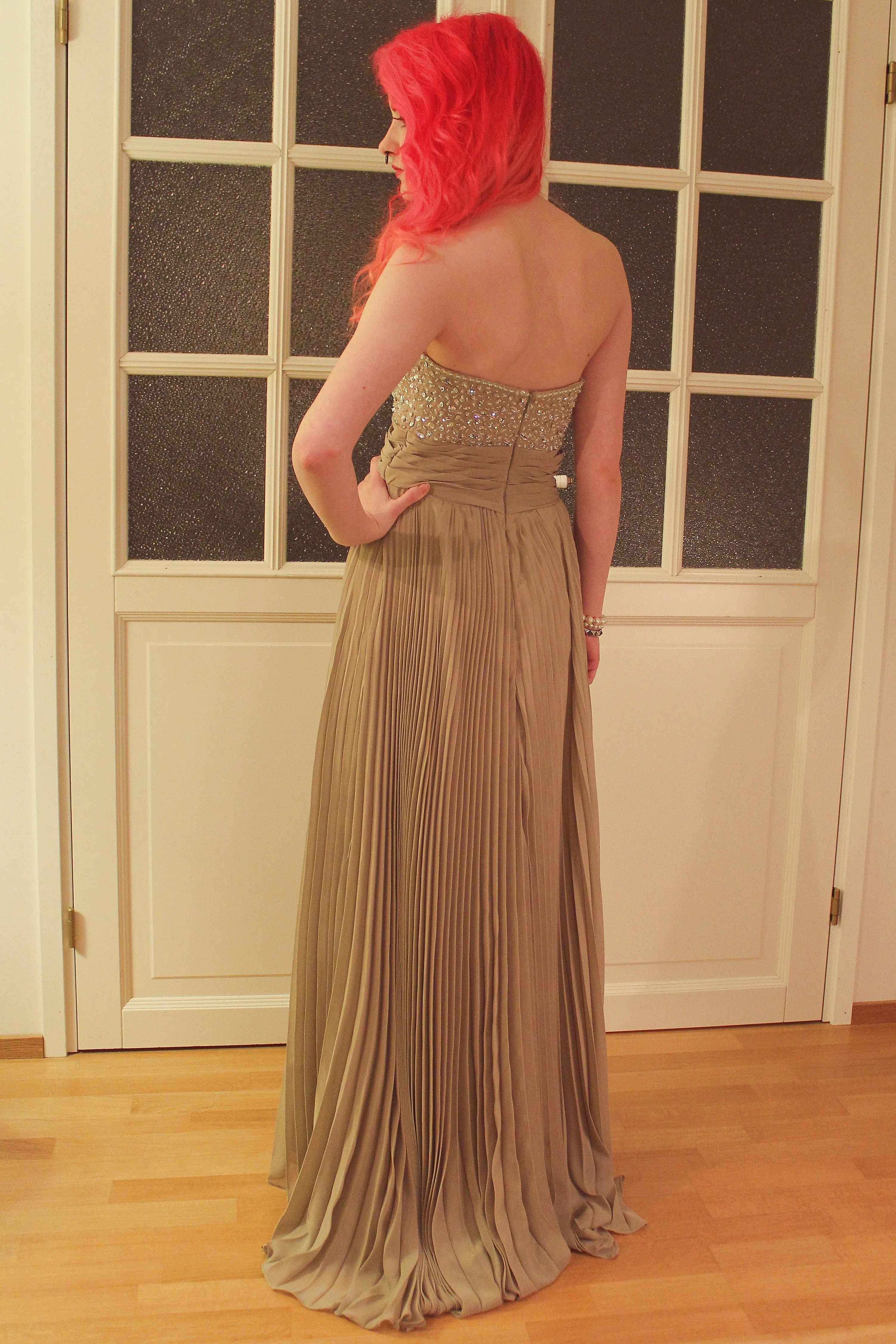 A-line Sweetheart Floor Length Chiffon Rhinestone Backless Prom Dress