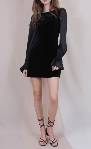 Balloon Sleeve Velvet Mini Dress