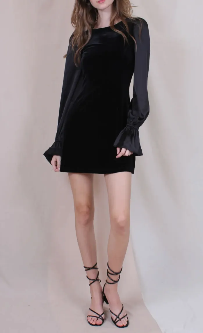 Balloon Sleeve Velvet Mini Dress