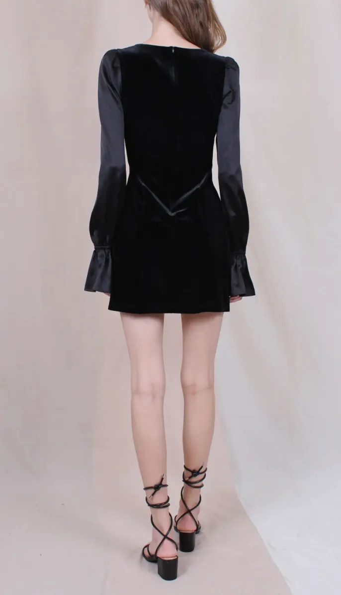 Balloon Sleeve Velvet Mini Dress