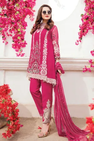 Beautiful chiffon dress in dark shoking pink color by imrozia Model# C 1224