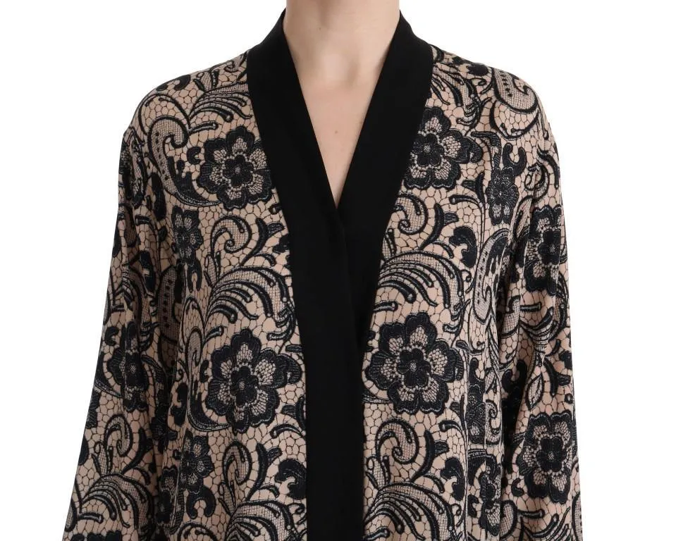 Black Pink Lace Silk Cape Dress