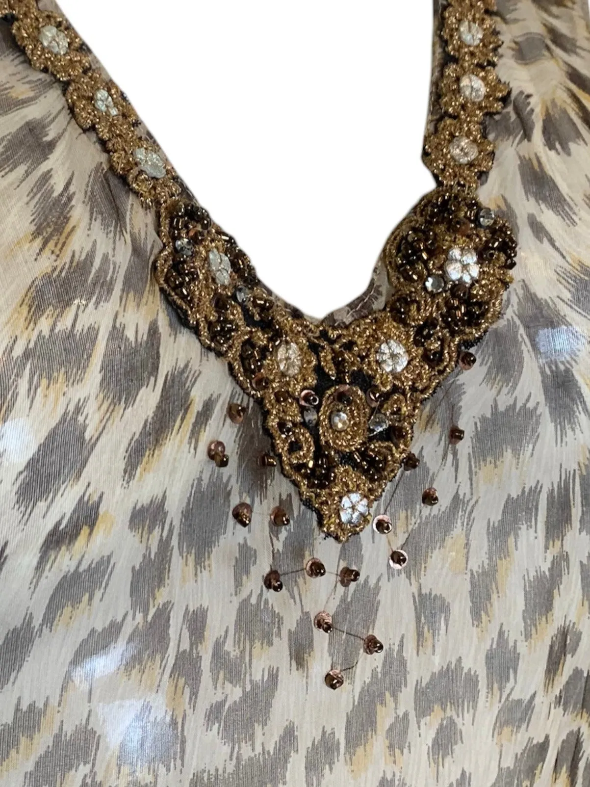 Blumarine Y2K Leopard Print Chiffon Slip Dress
