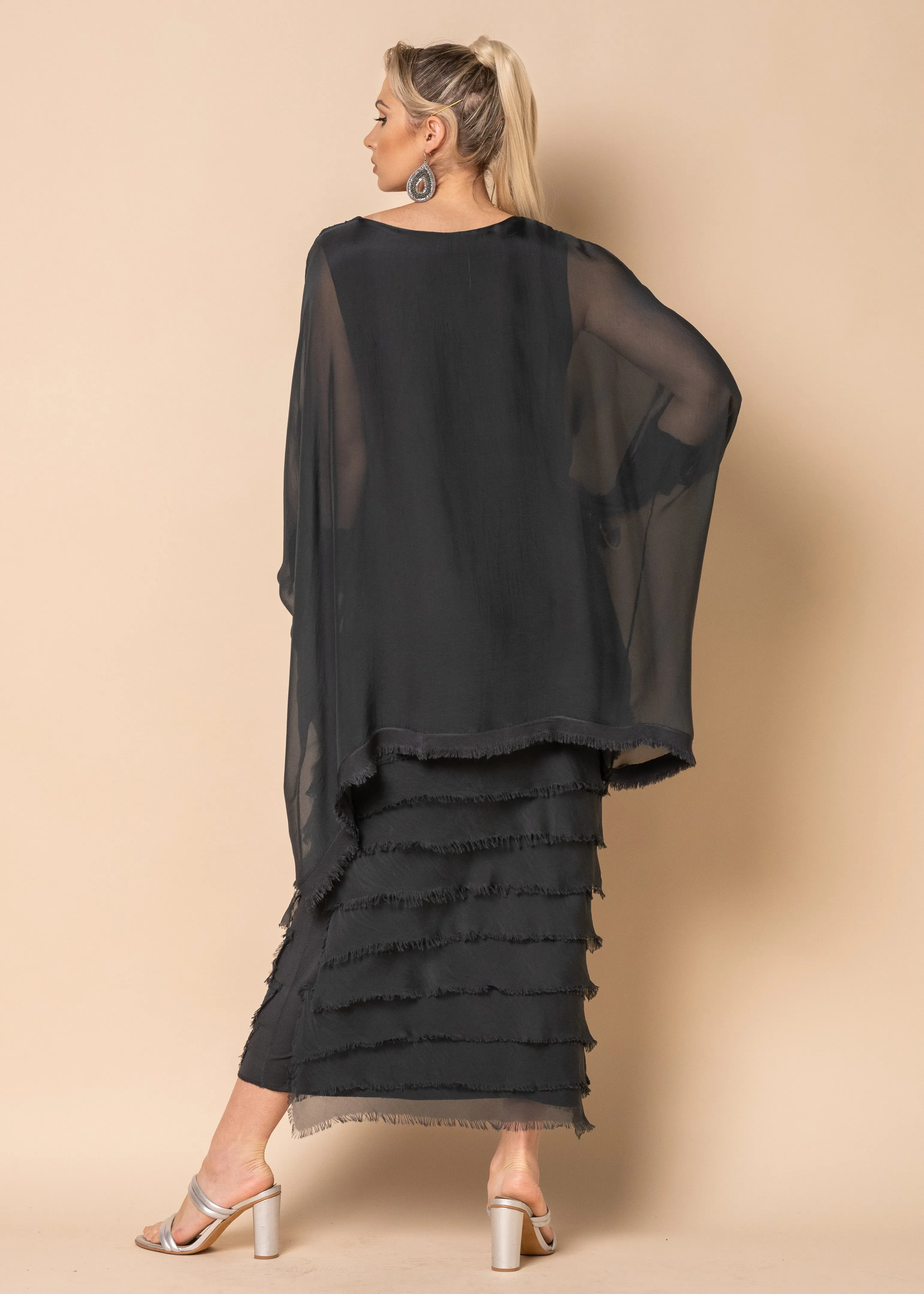 Candie Silk Dress in Granite