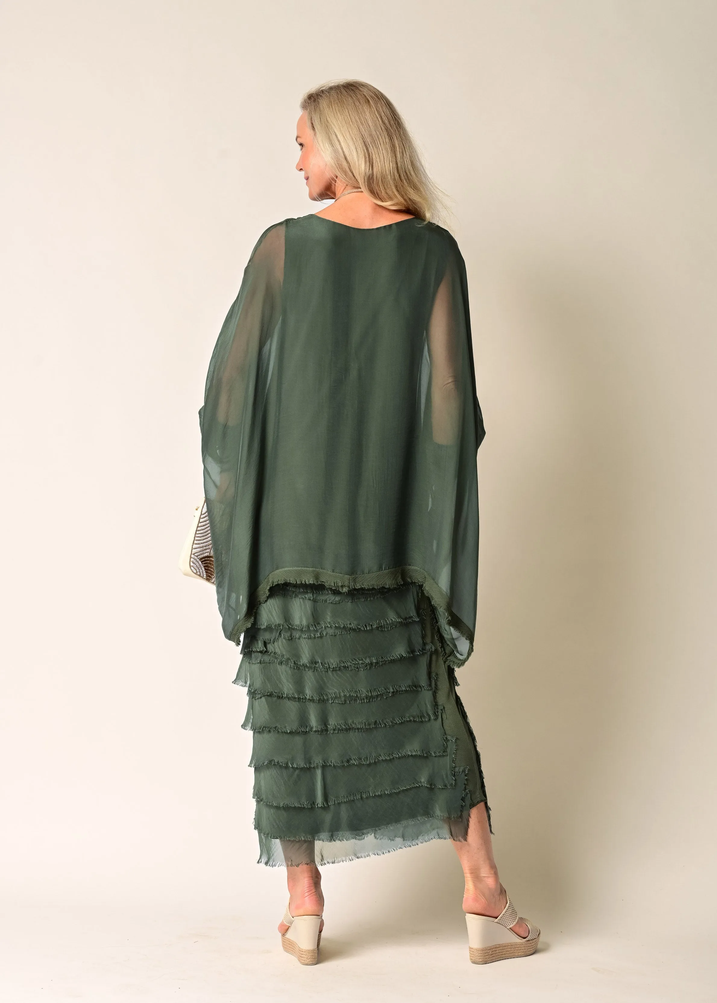 Candie Silk Dress in Khaki