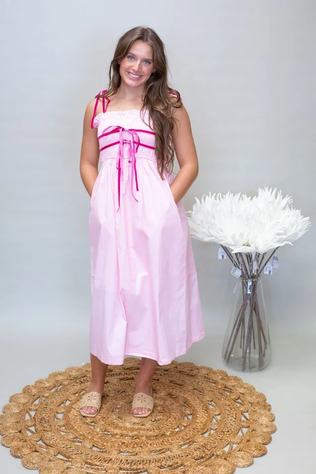 CD 0462 Pink Spaghetti Strap Maxi Dress