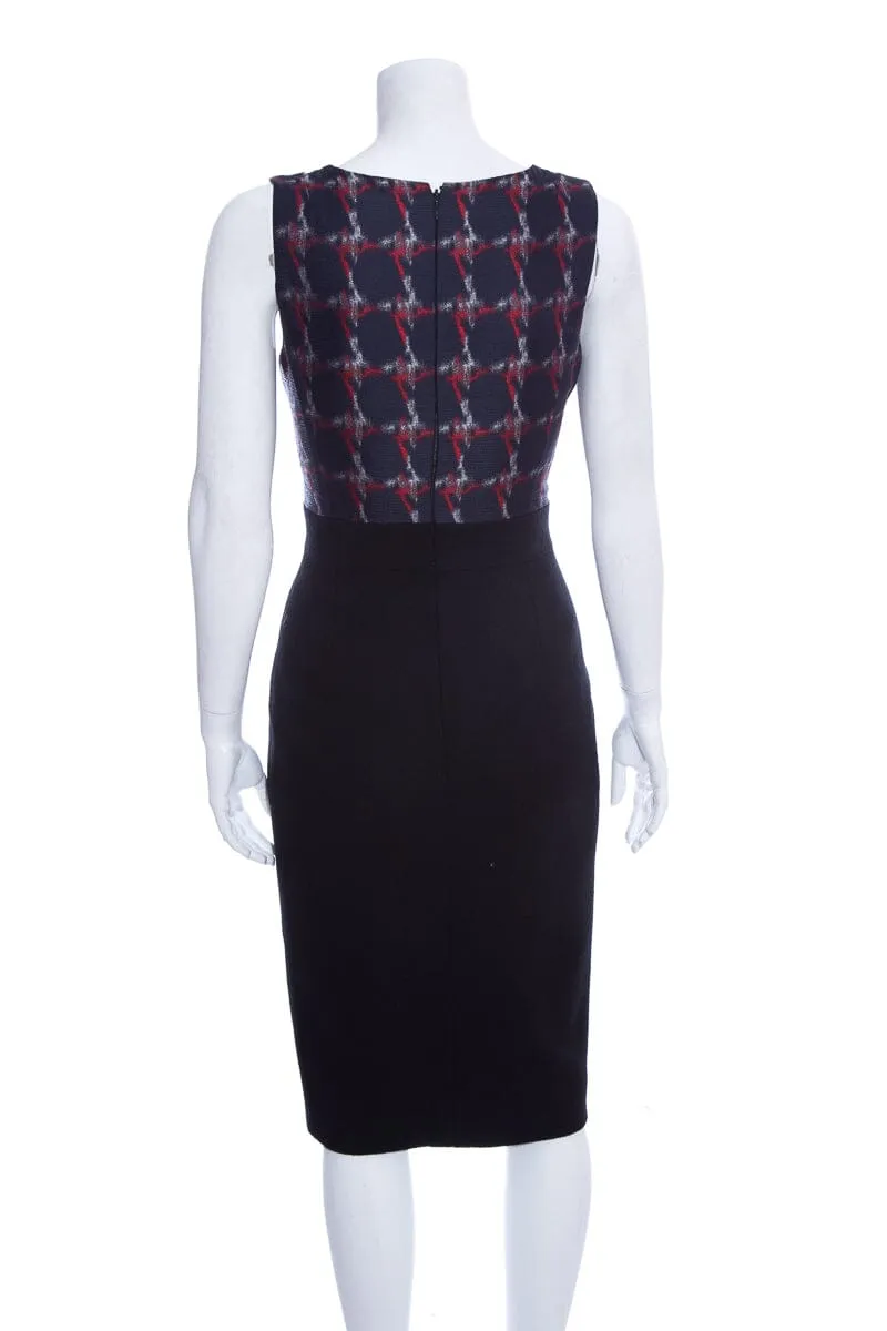 Chanel F/W 2008 Navy & Red Patterned Silk Top Dress SZ 36