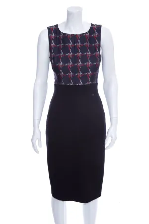 Chanel F/W 2008 Navy & Red Patterned Silk Top Dress SZ 36