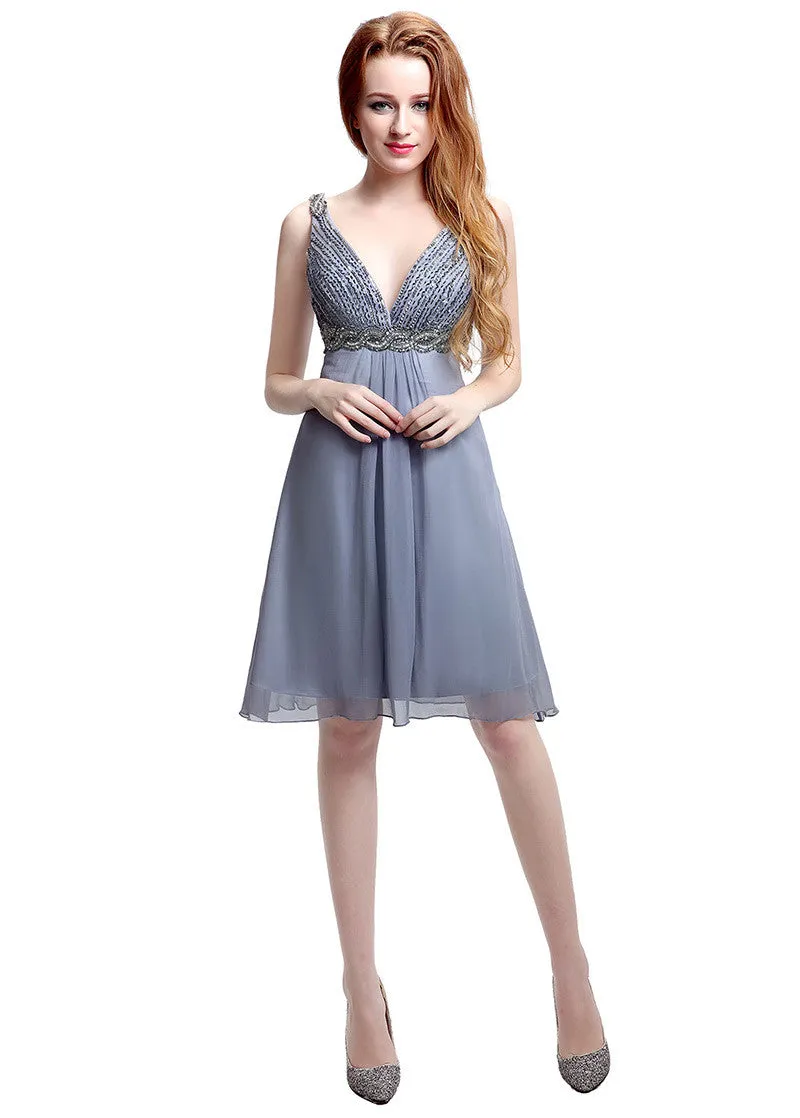 Chiffon Homecoming Dress With Beadings