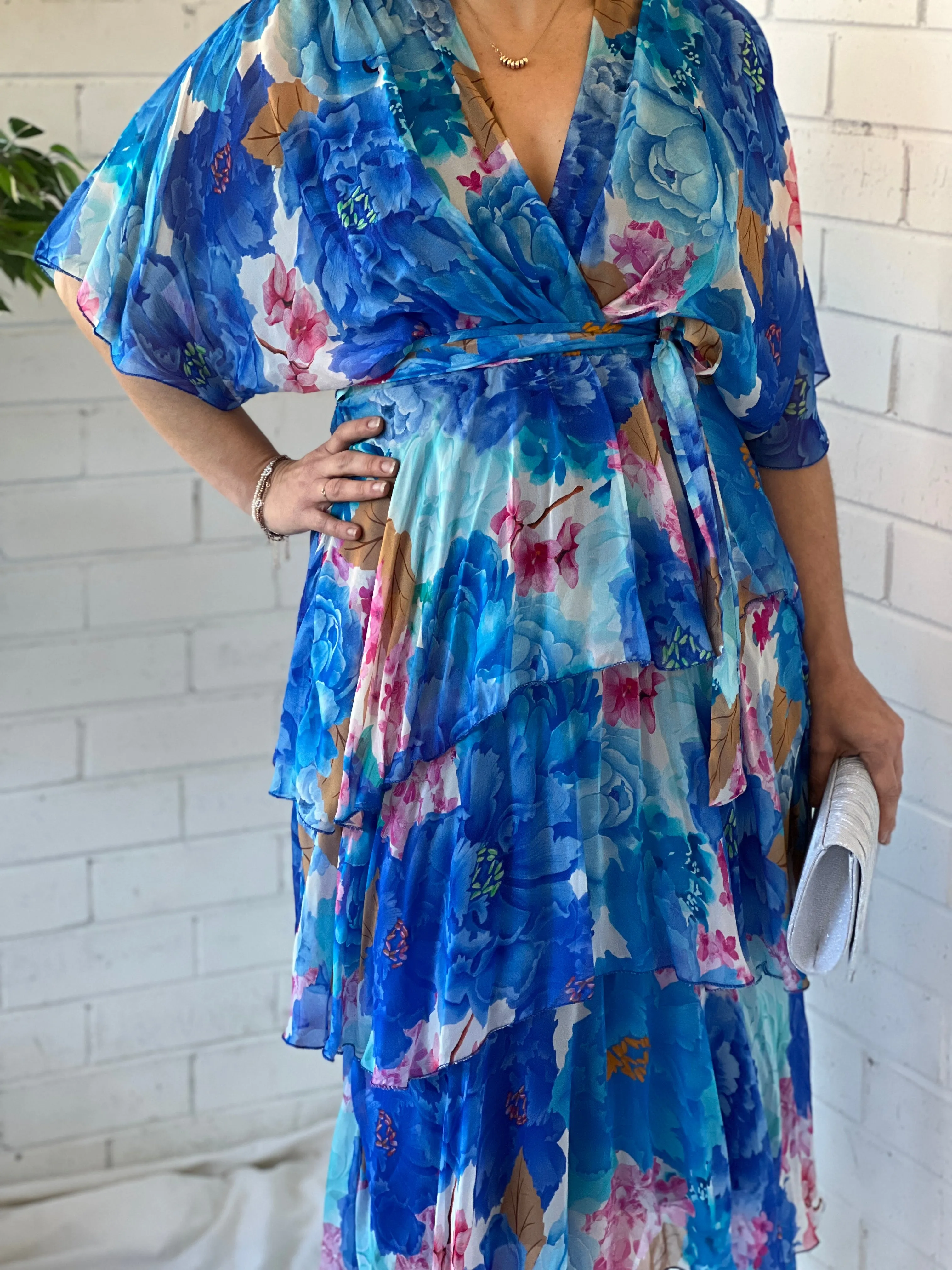 Clara Cobalt Silk Dress