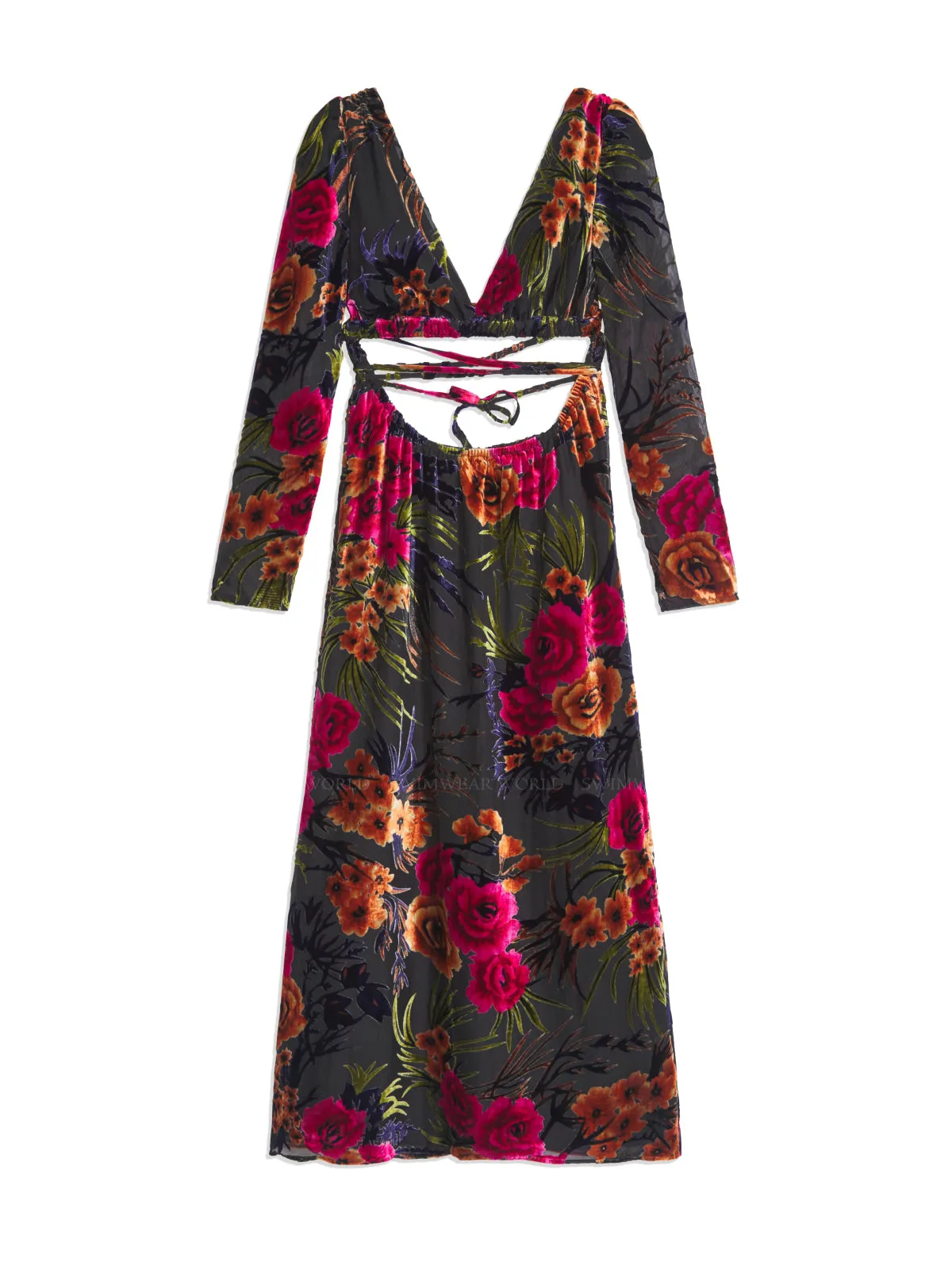Cut Out Flocked Velvet Dress ::RET
