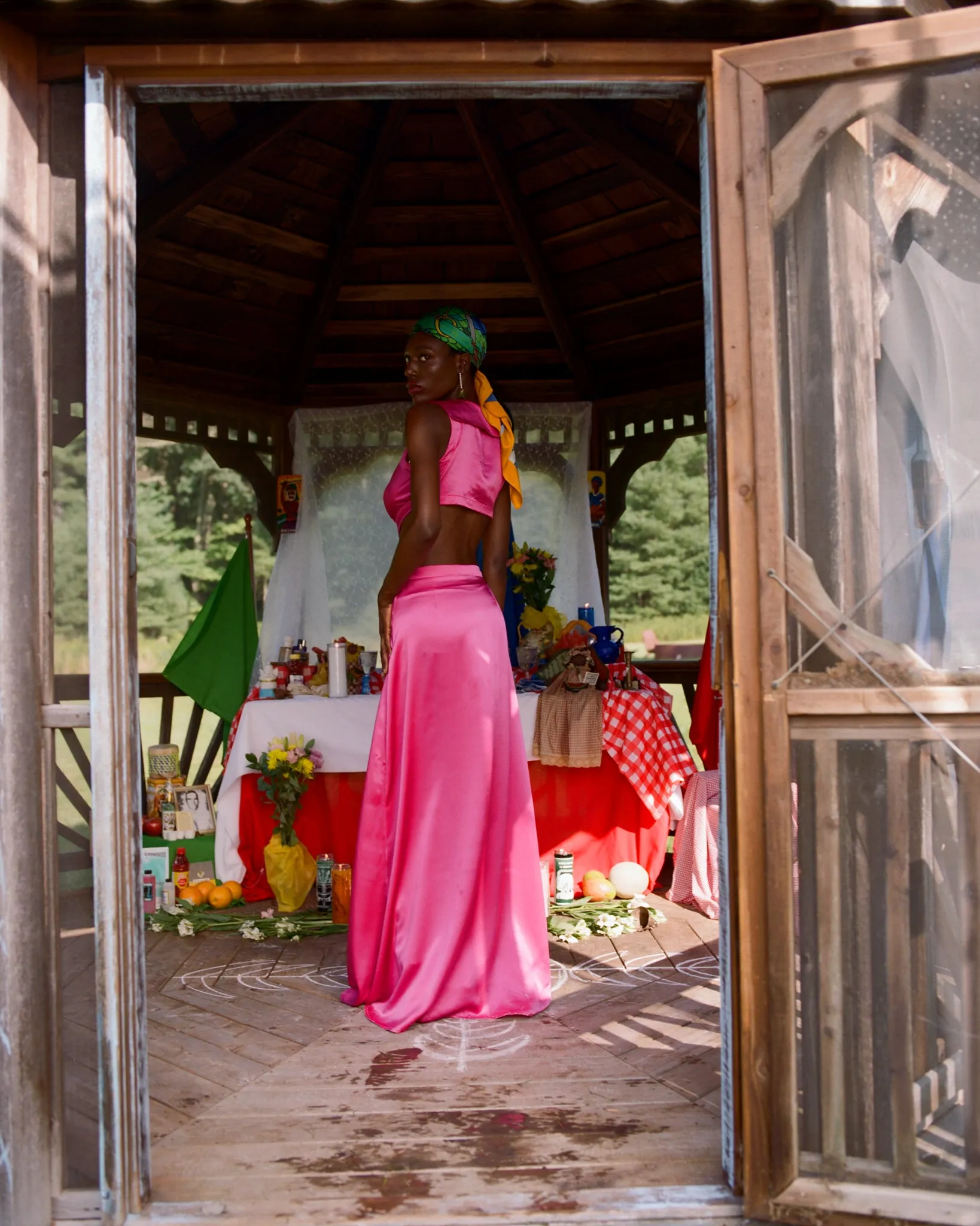 Cut Out  Maxi Dress with Sailor Collar-Fucsia