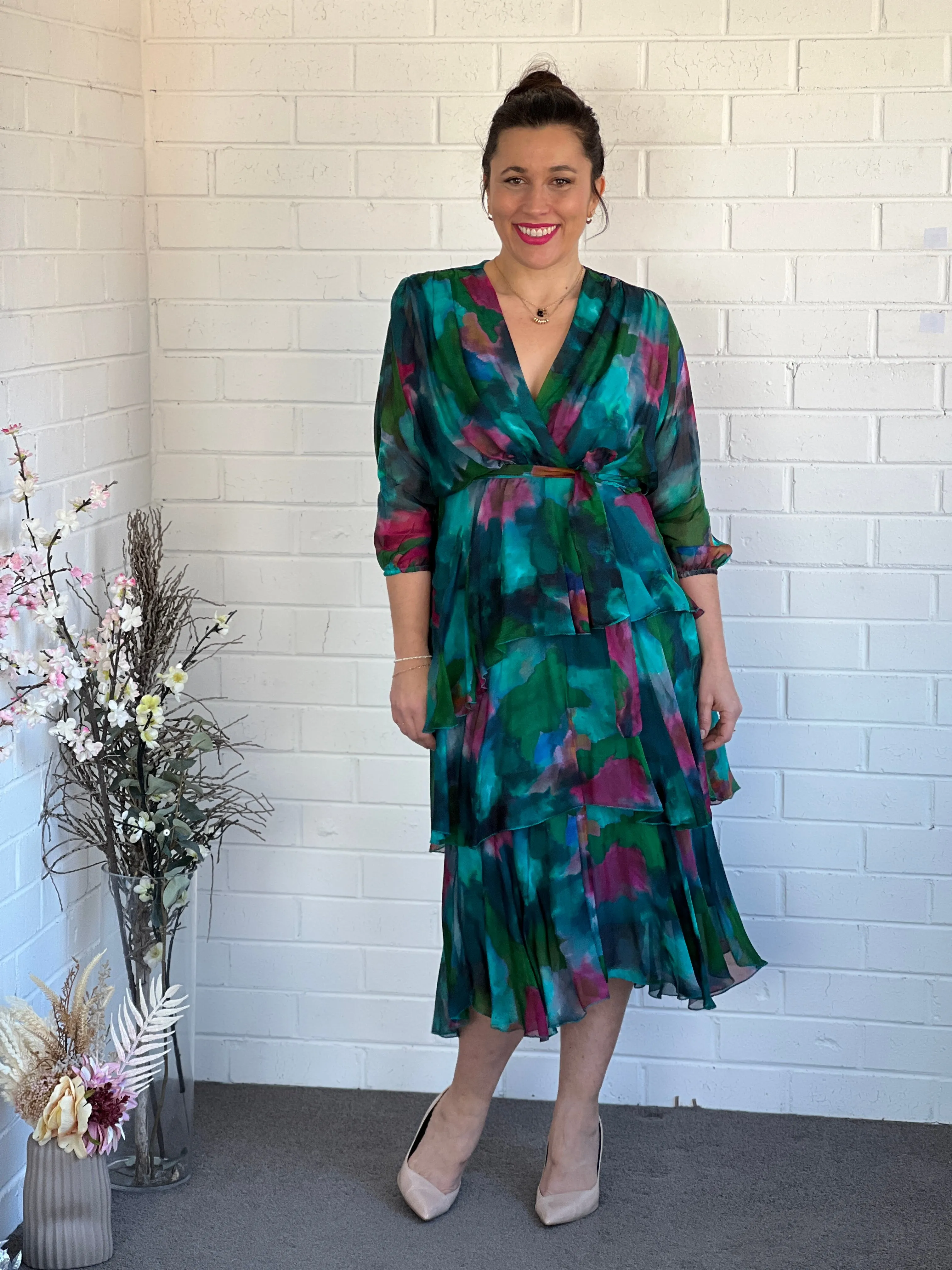 Desaily Forest Silk Dress