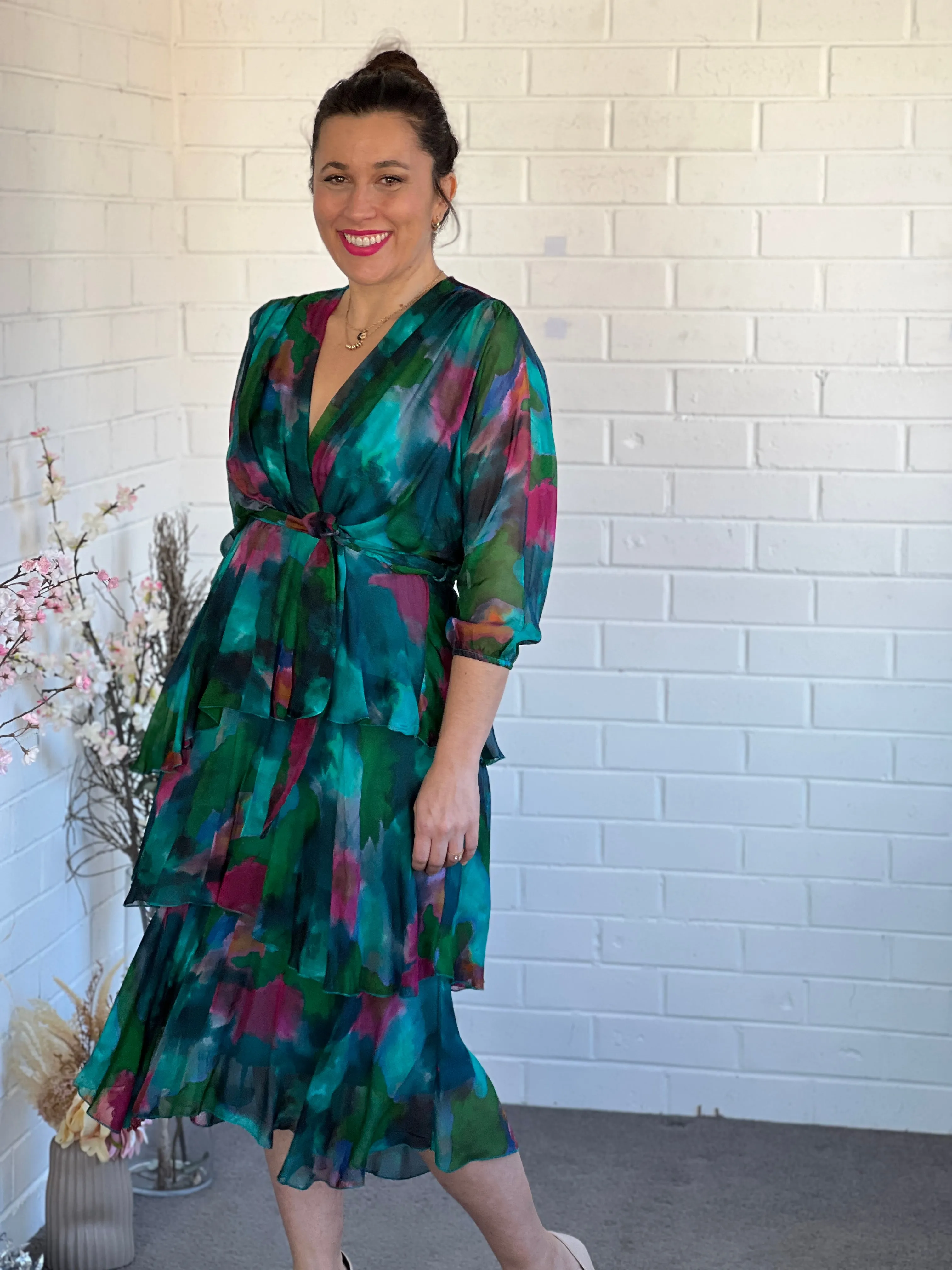 Desaily Forest Silk Dress