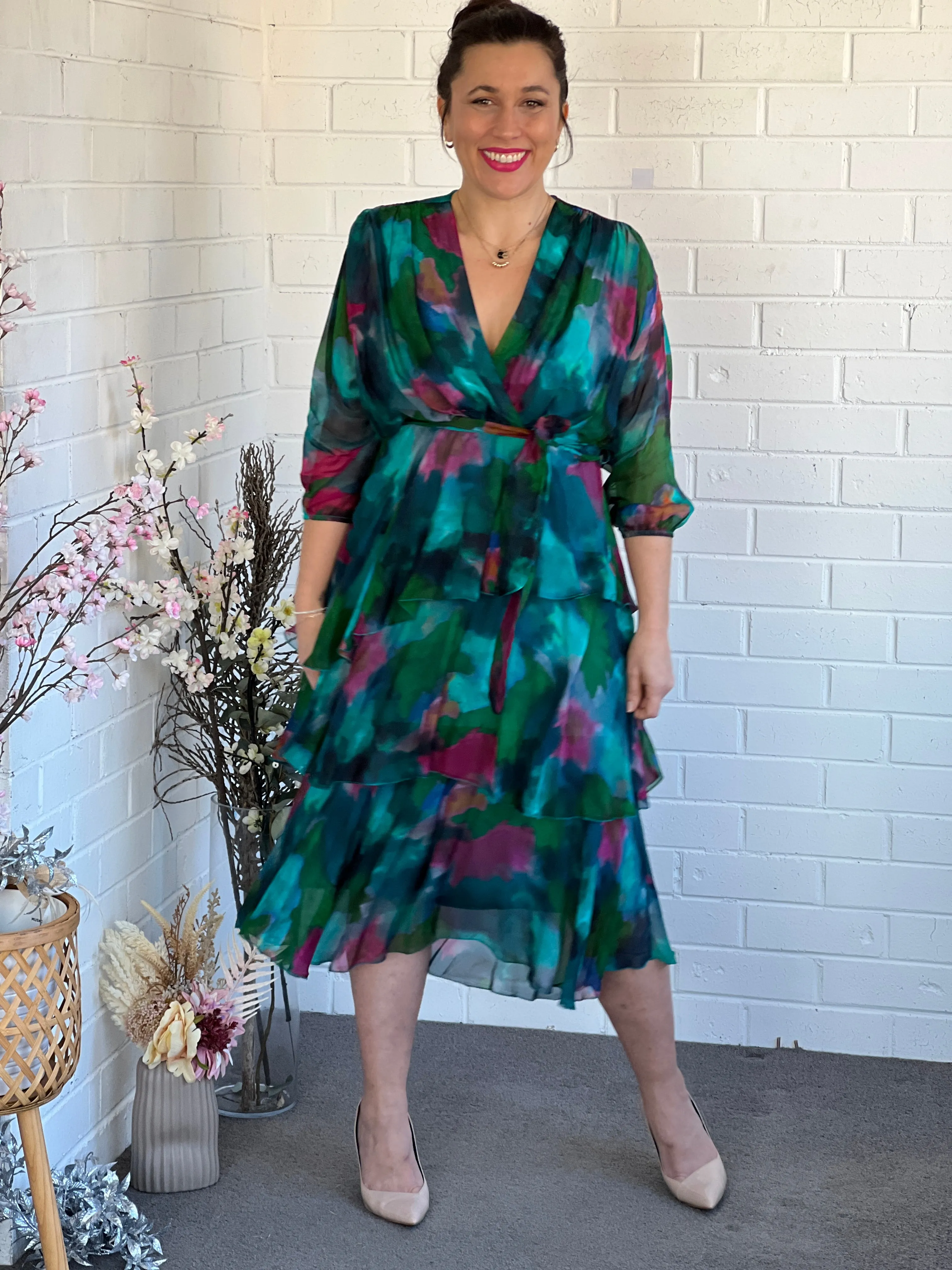 Desaily Forest Silk Dress