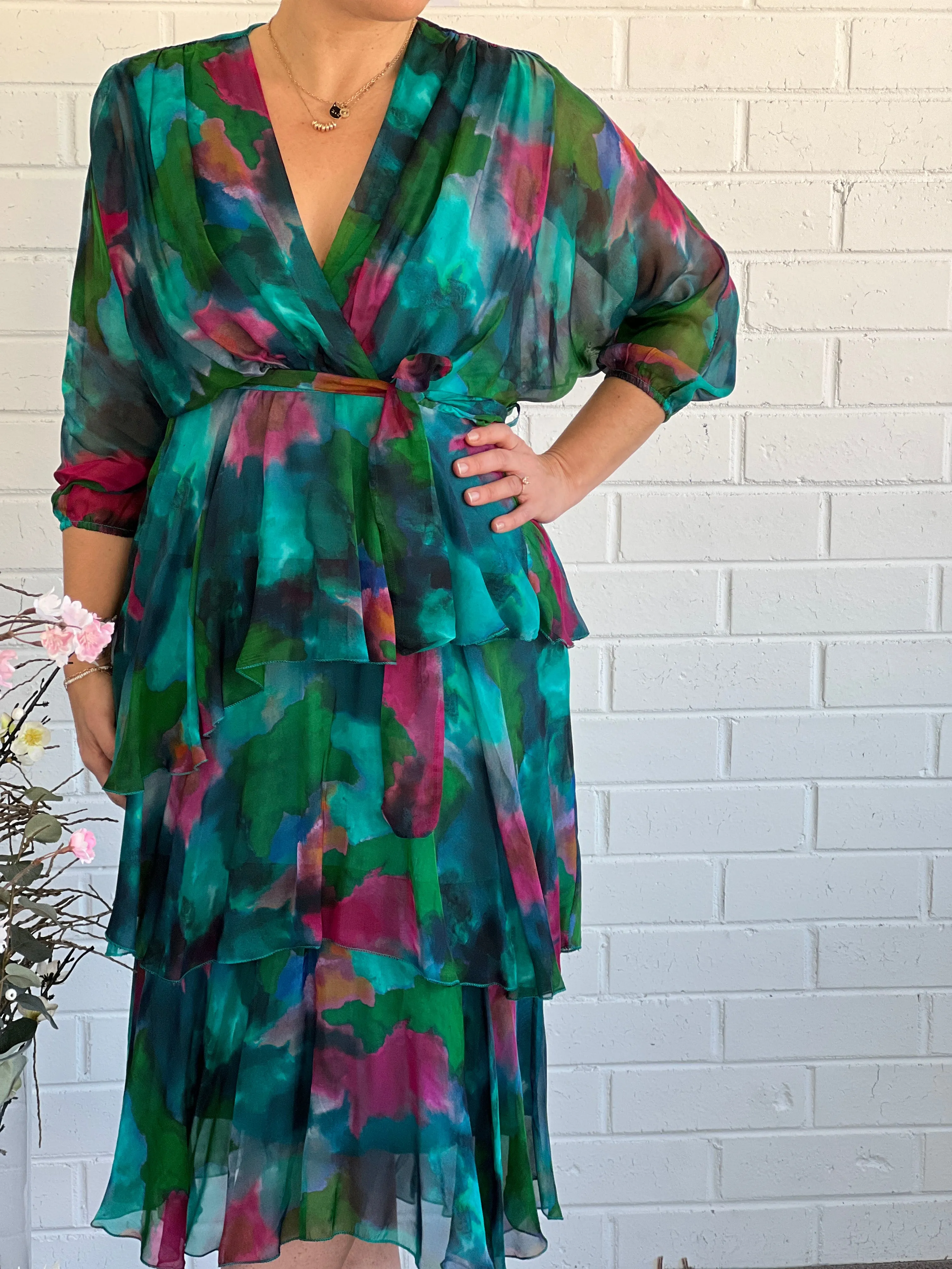 Desaily Forest Silk Dress