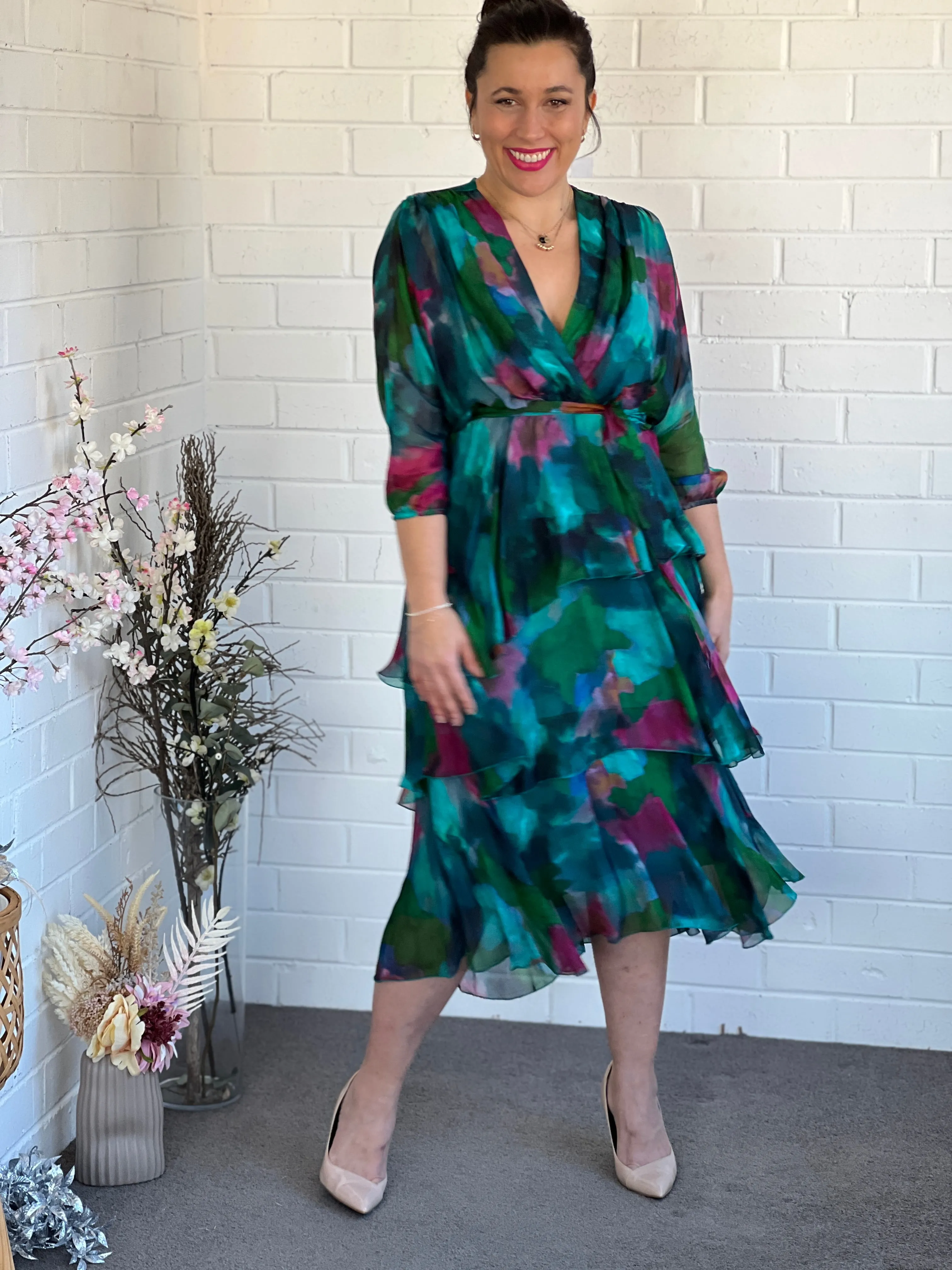Desaily Forest Silk Dress