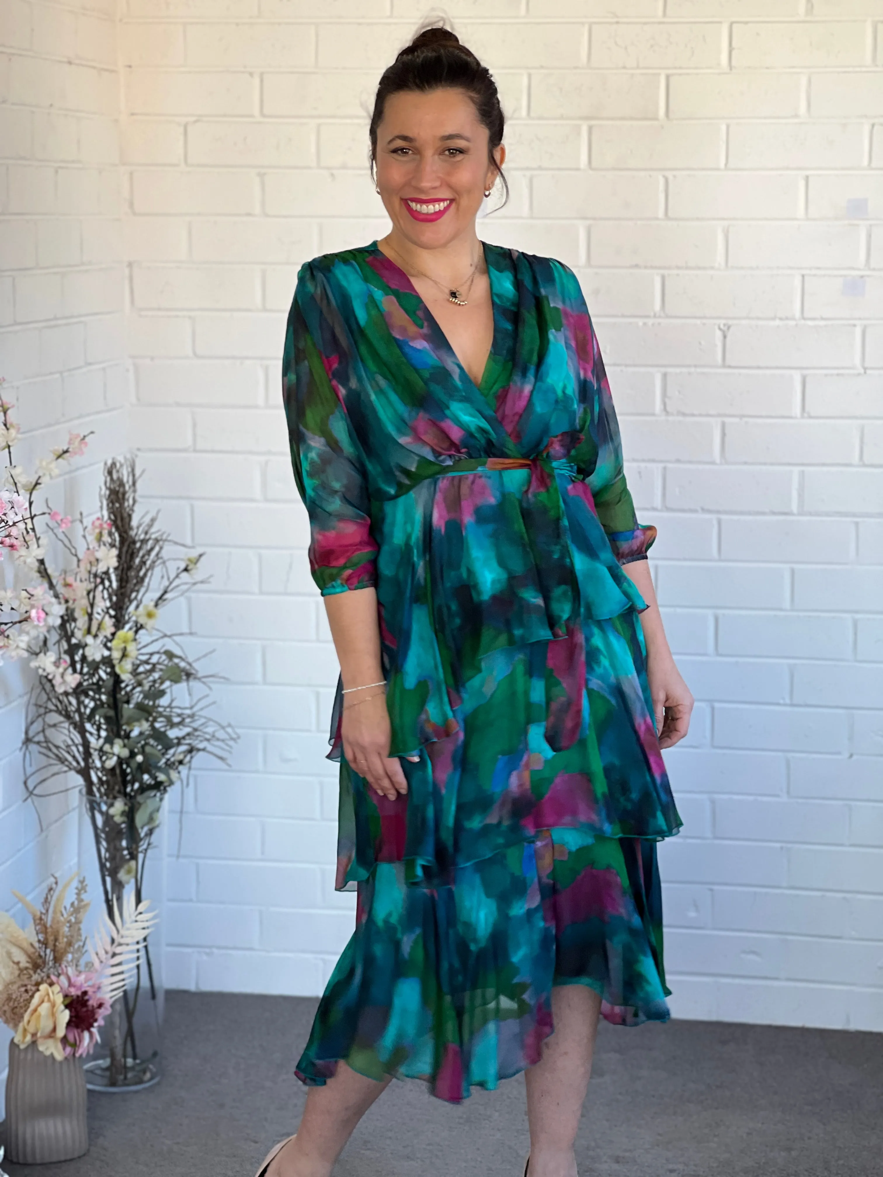 Desaily Forest Silk Dress