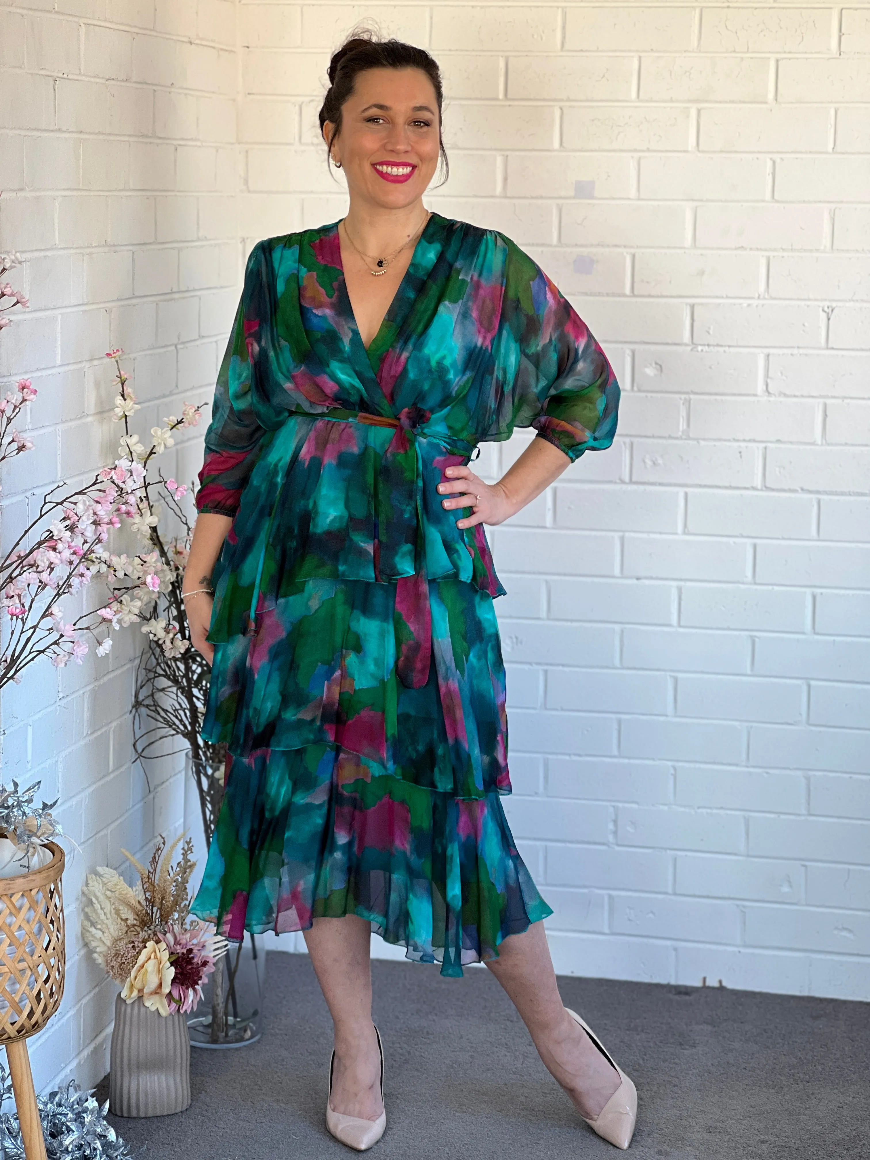 Desaily Forest Silk Dress