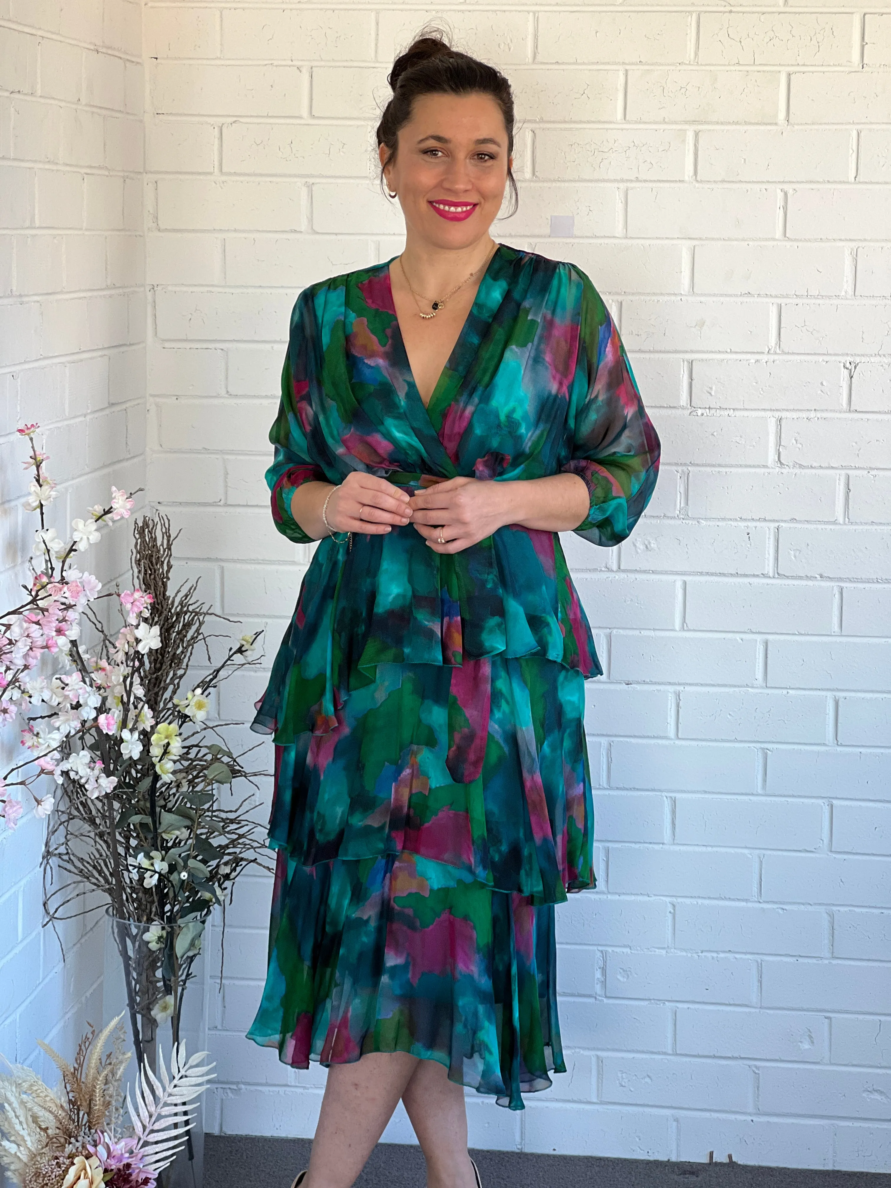 Desaily Forest Silk Dress