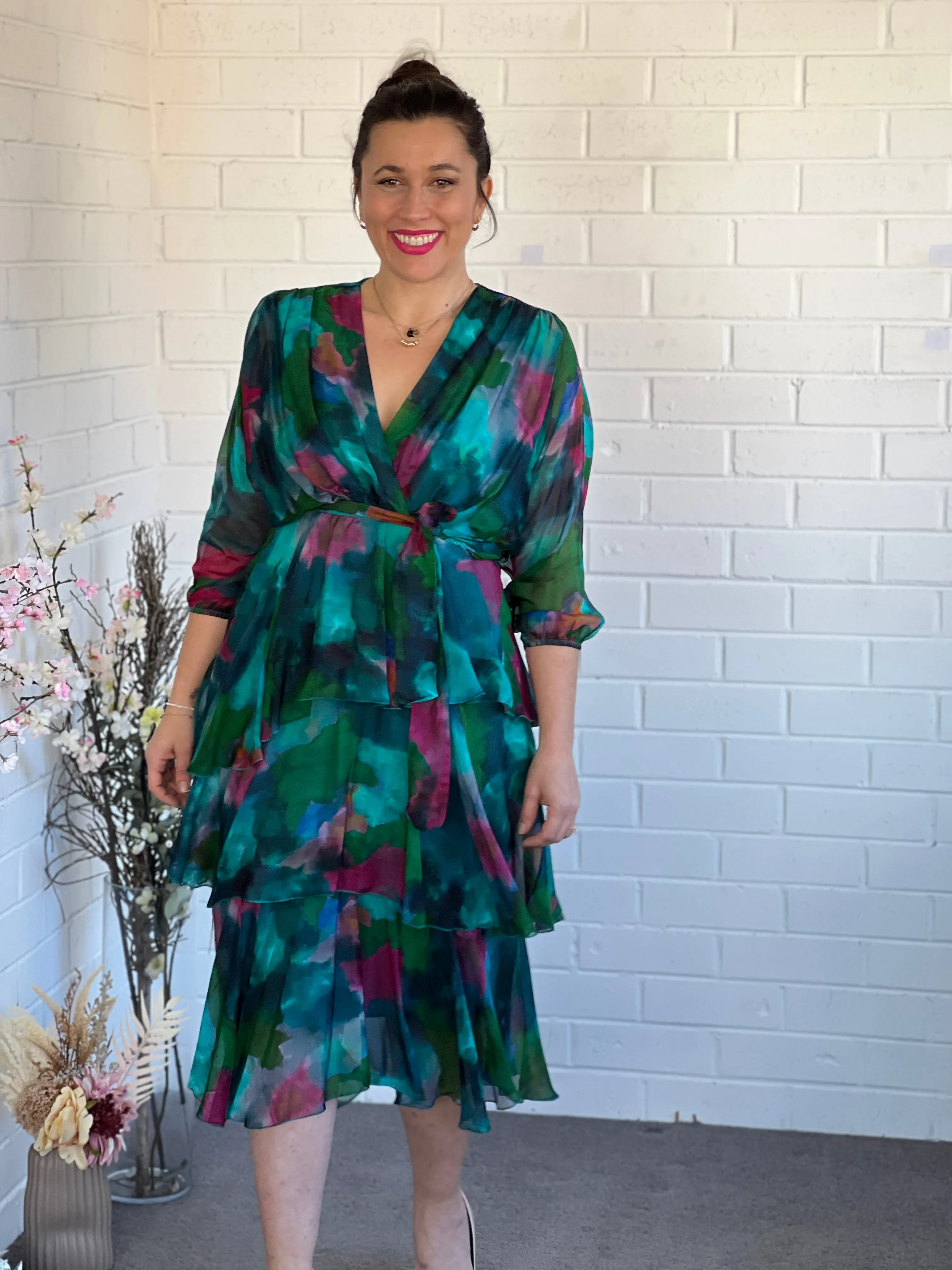 Desaily Forest Silk Dress