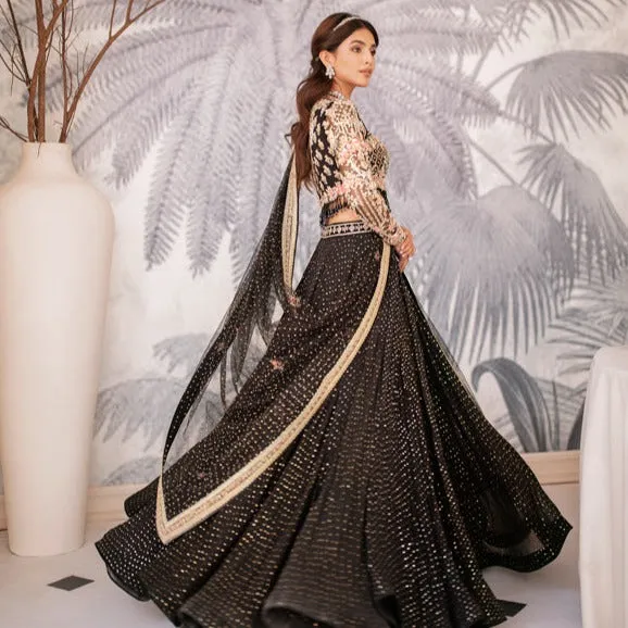 Designer Black Lehenga Choli for Pakistani Wedding Dresses