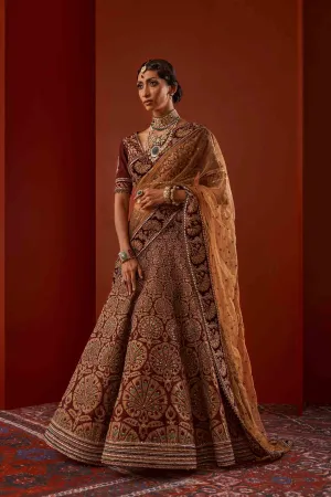 Digital Printed Wine Red Lehenga Bridal Dress #BN1061