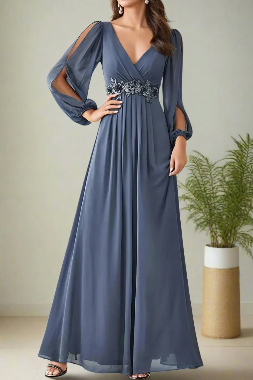 Elegant Chiffon A-Line Mother of The Bride Dresses with Appliques