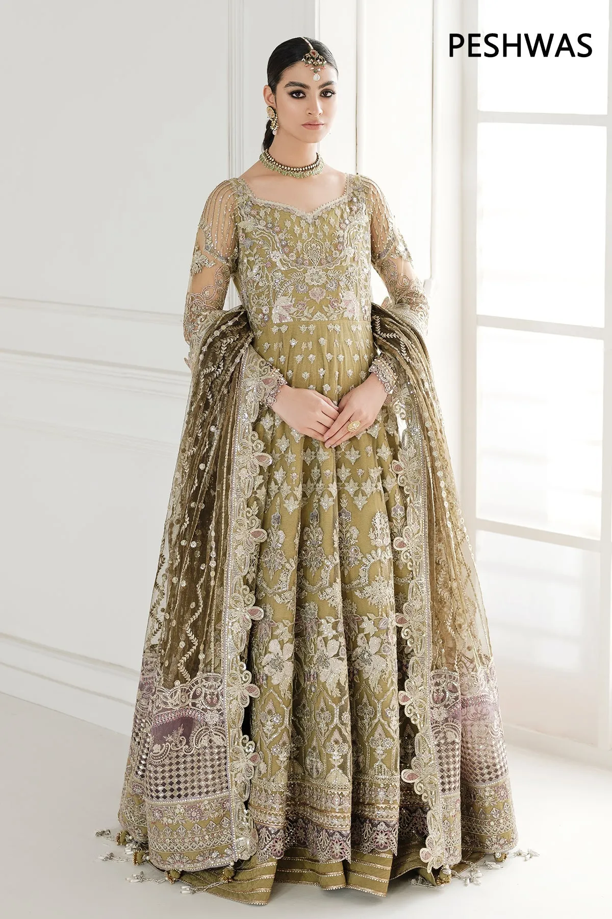 Embroidered Net Pishwas Frock Pakistani Party Dress