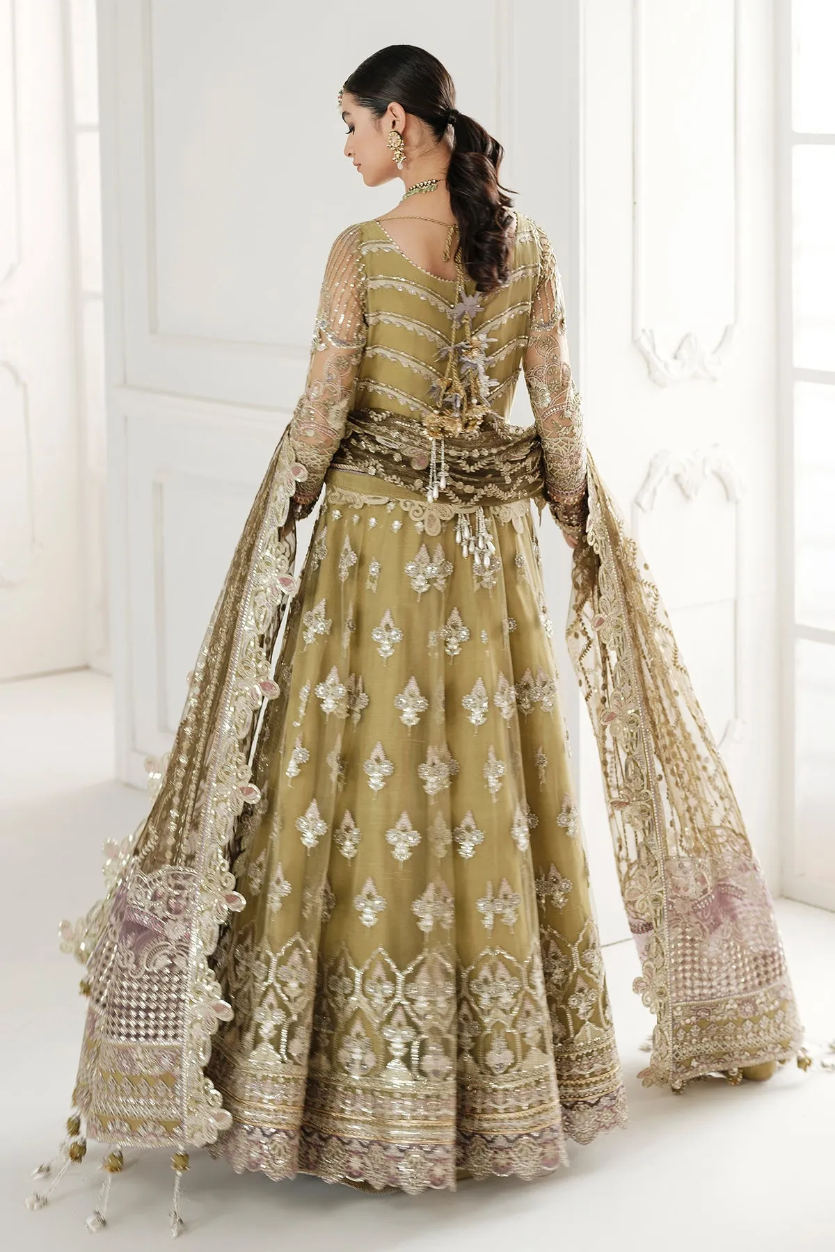 Embroidered Net Pishwas Frock Pakistani Party Dress