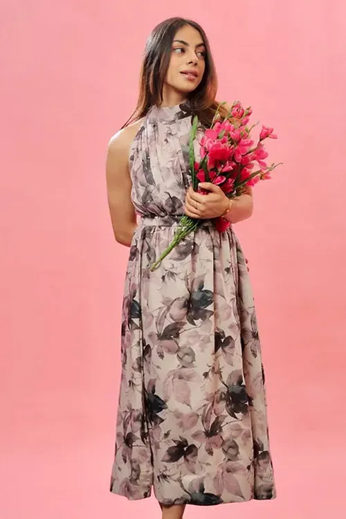 Emily Pastel Print Halterneck Dress
