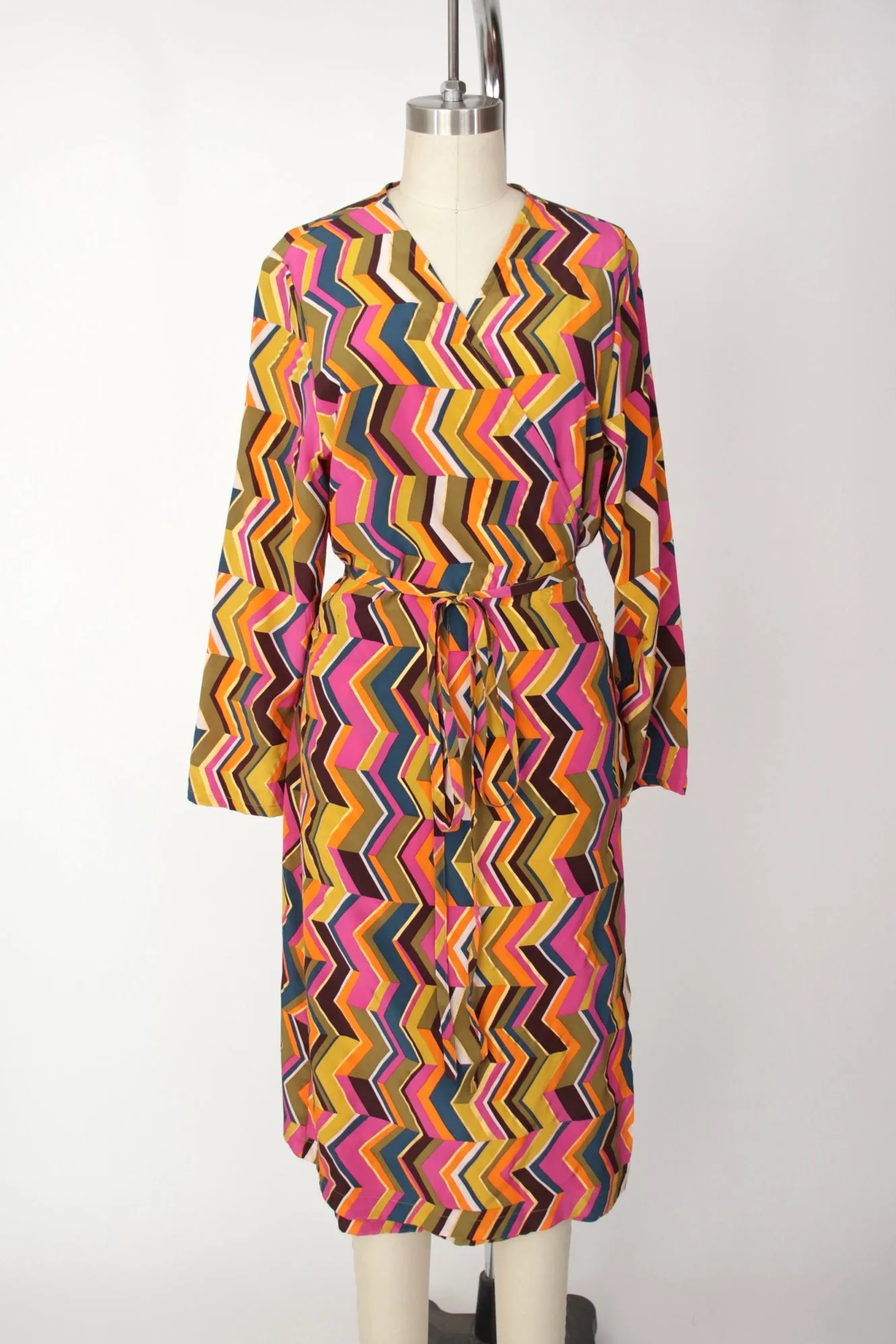 Erica Tanov Silk Chevron Wrap Dress