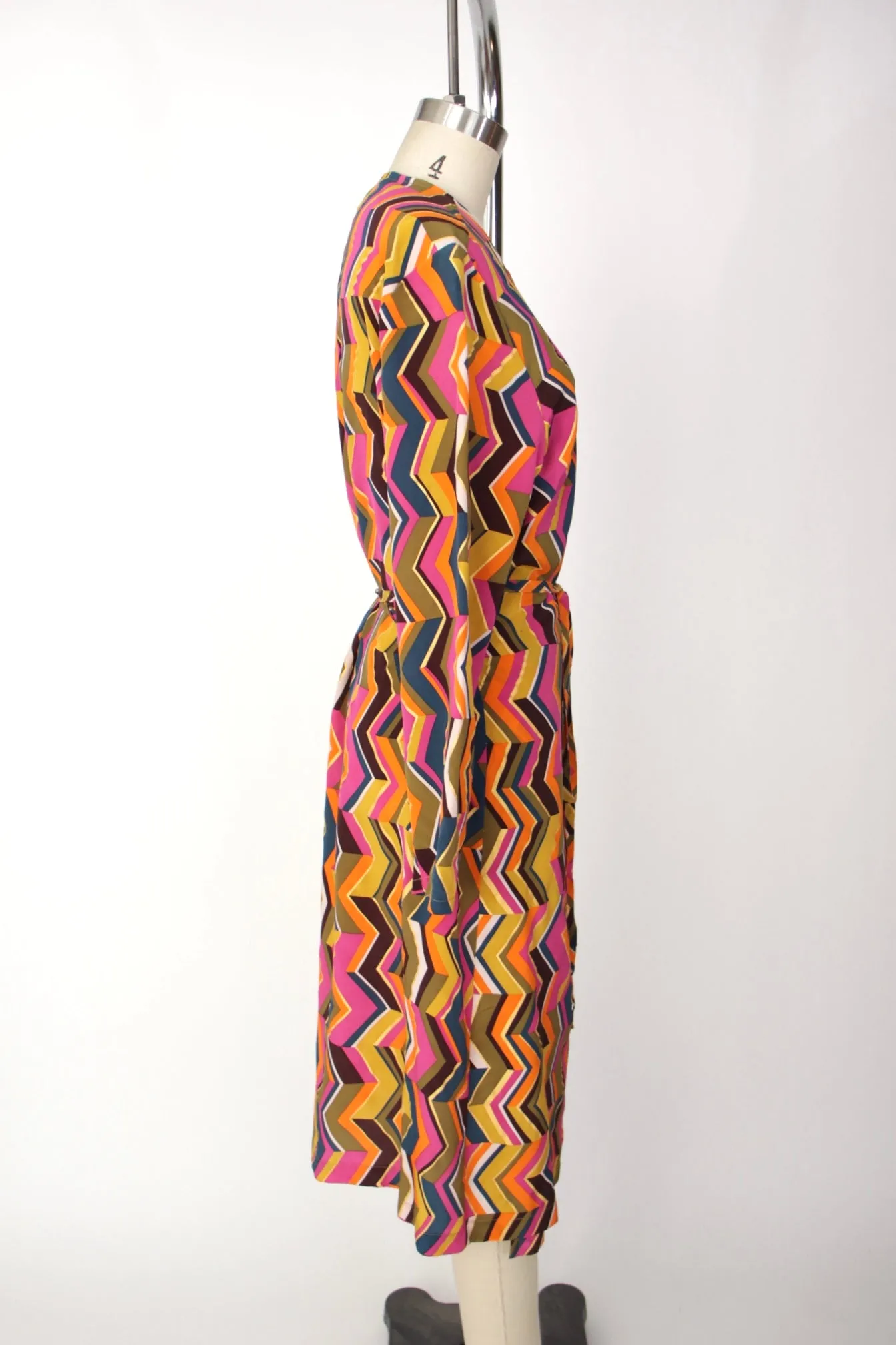 Erica Tanov Silk Chevron Wrap Dress