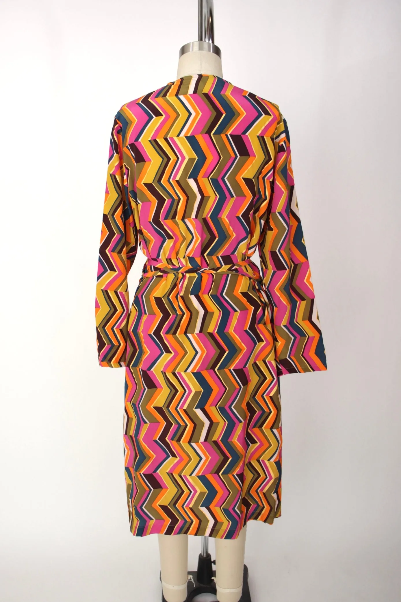 Erica Tanov Silk Chevron Wrap Dress