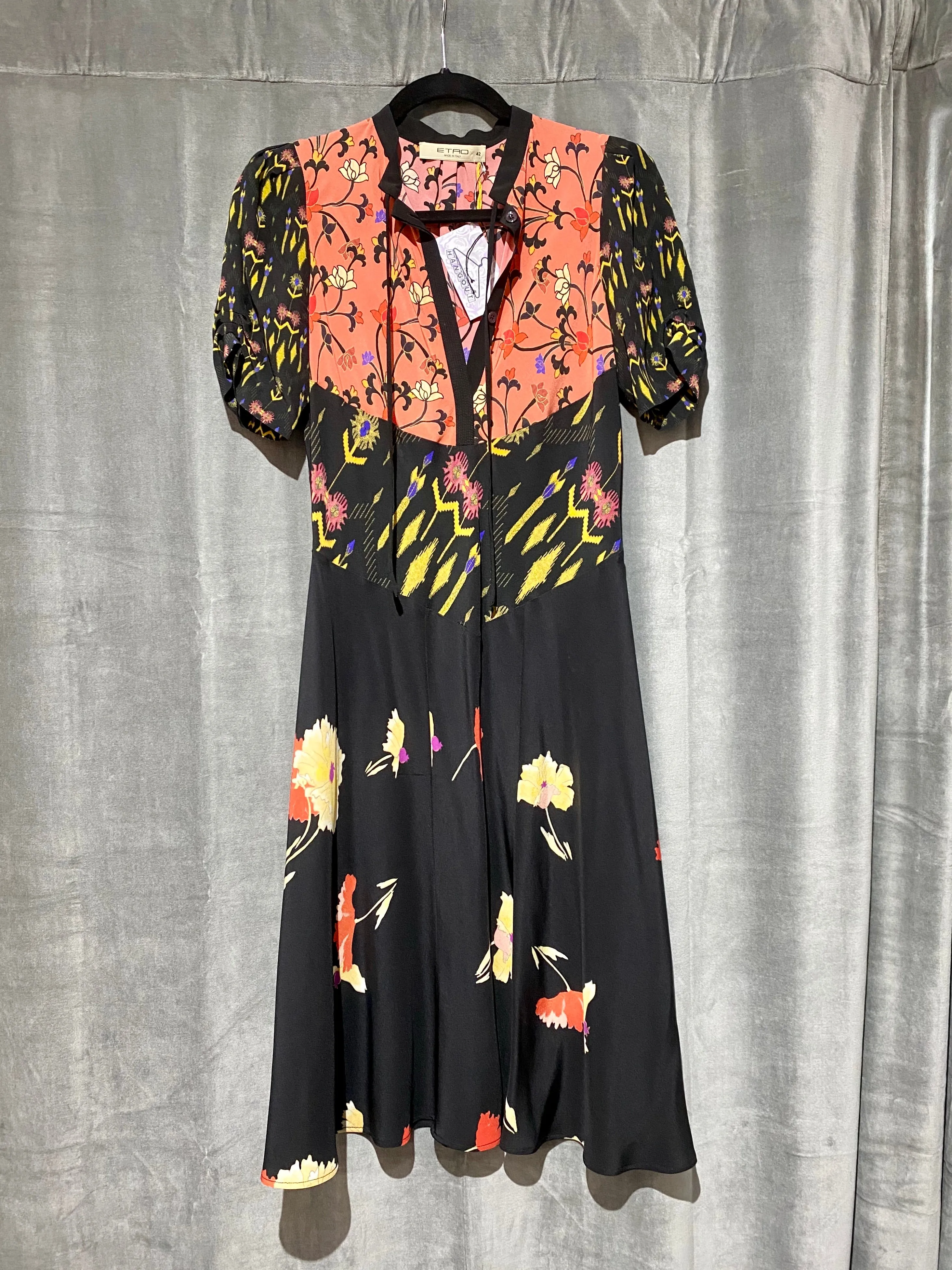 Etro Floral Short Sleeve Silk Dress