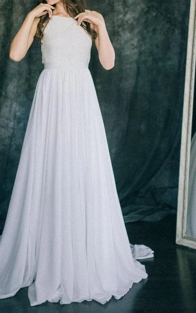 Floor-Length Chiffon Satin Weddig Dress