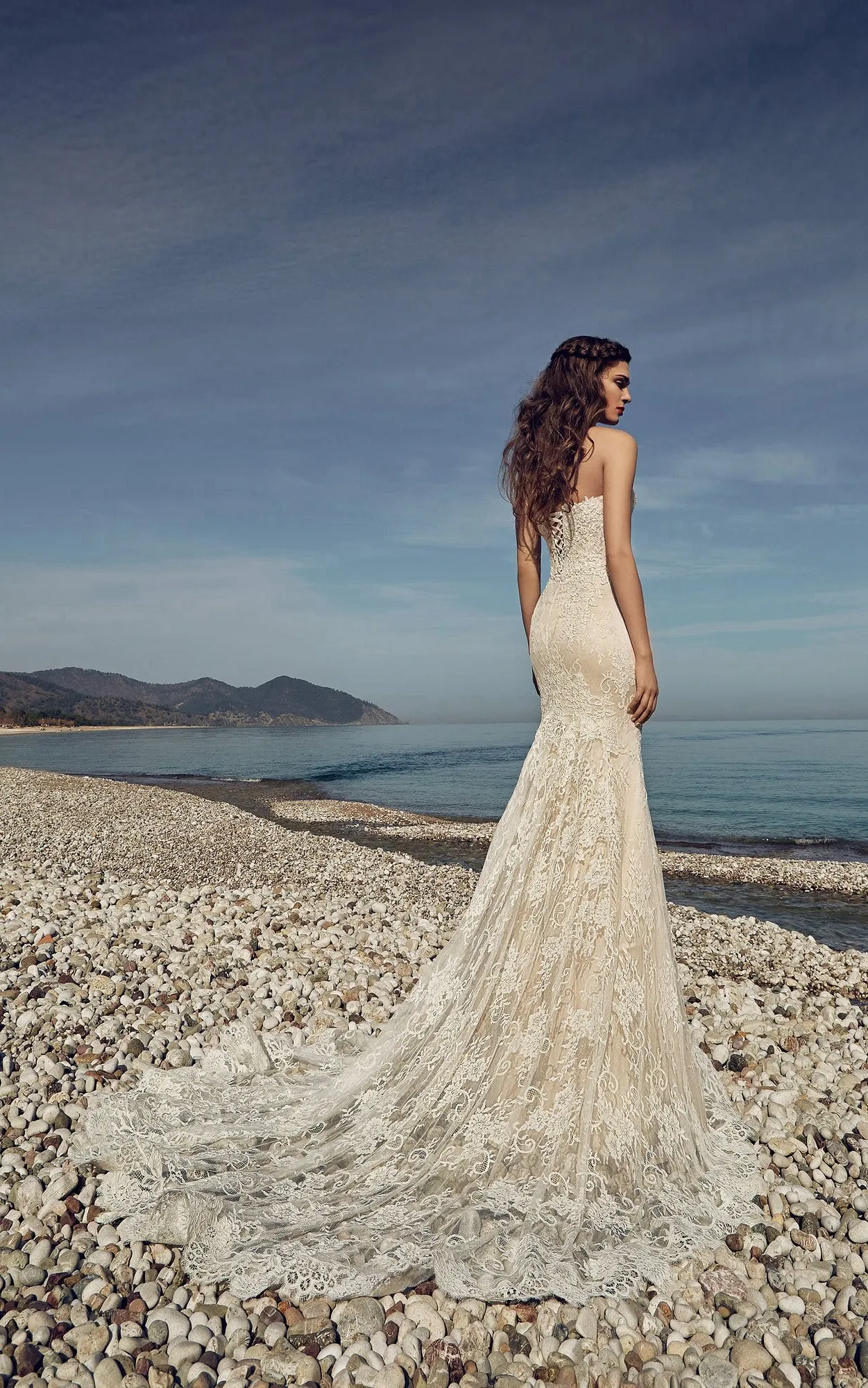 Floor-length Sweetheart Sleeveless Corset Back Lace Sheath Dress-714276