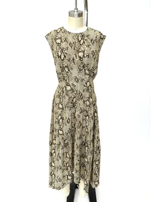 Frame Silk Snakeskin Print Dress