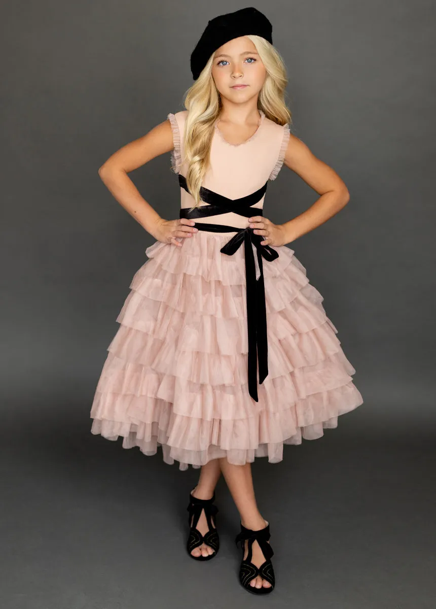 Geneva Petticoat Dress in Blush & Black