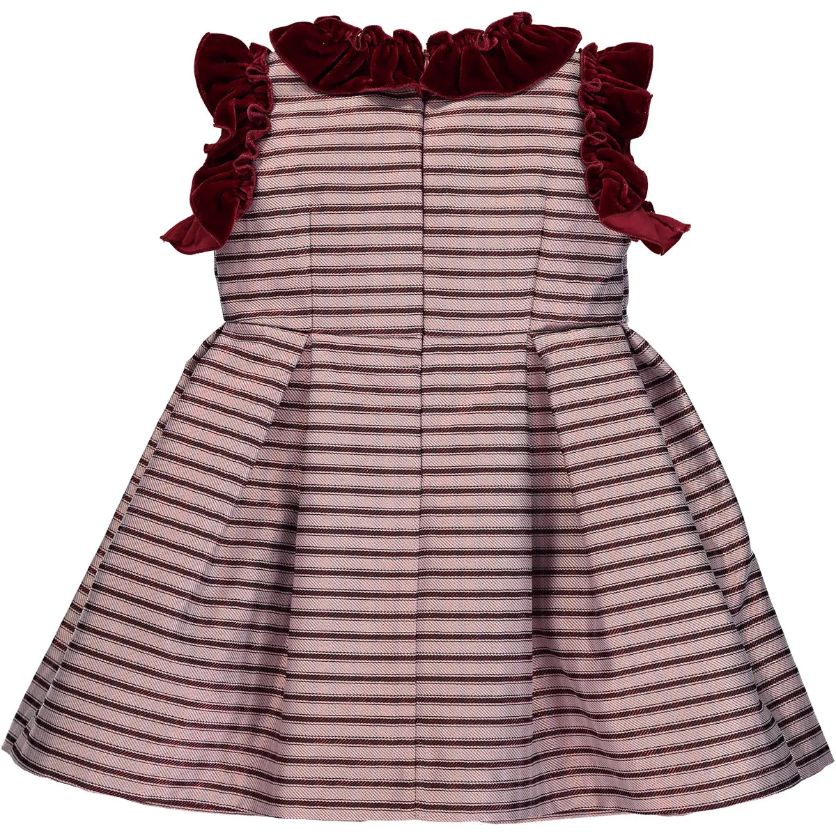Girl Burgundy Sparkly Stripe Dress